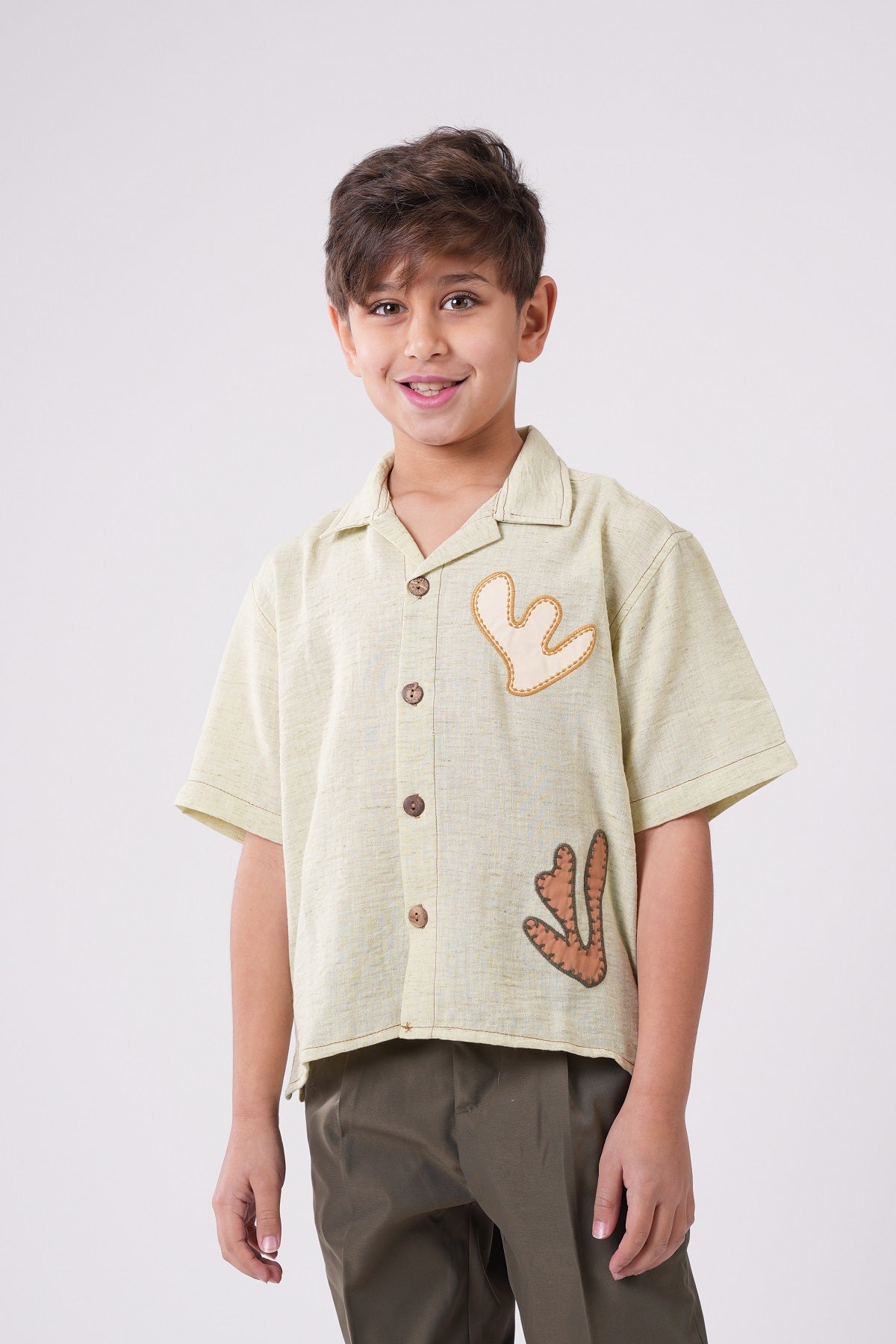 Boys’ Short Sleeve Button-Down with Appliqué