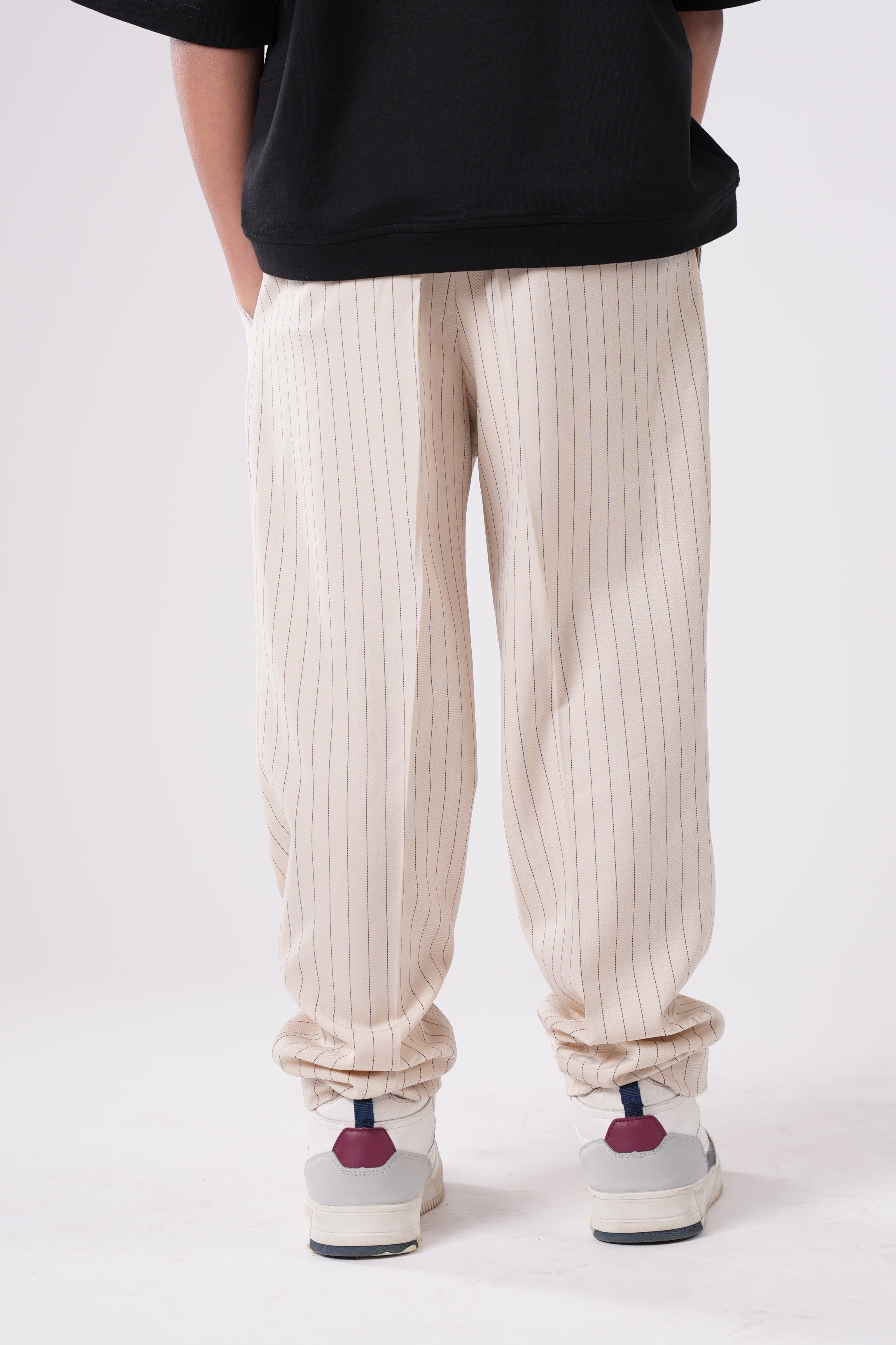 Boys’ Pinstripe Pleated Trousers – Smart-Casual Tailored Dress Pants
