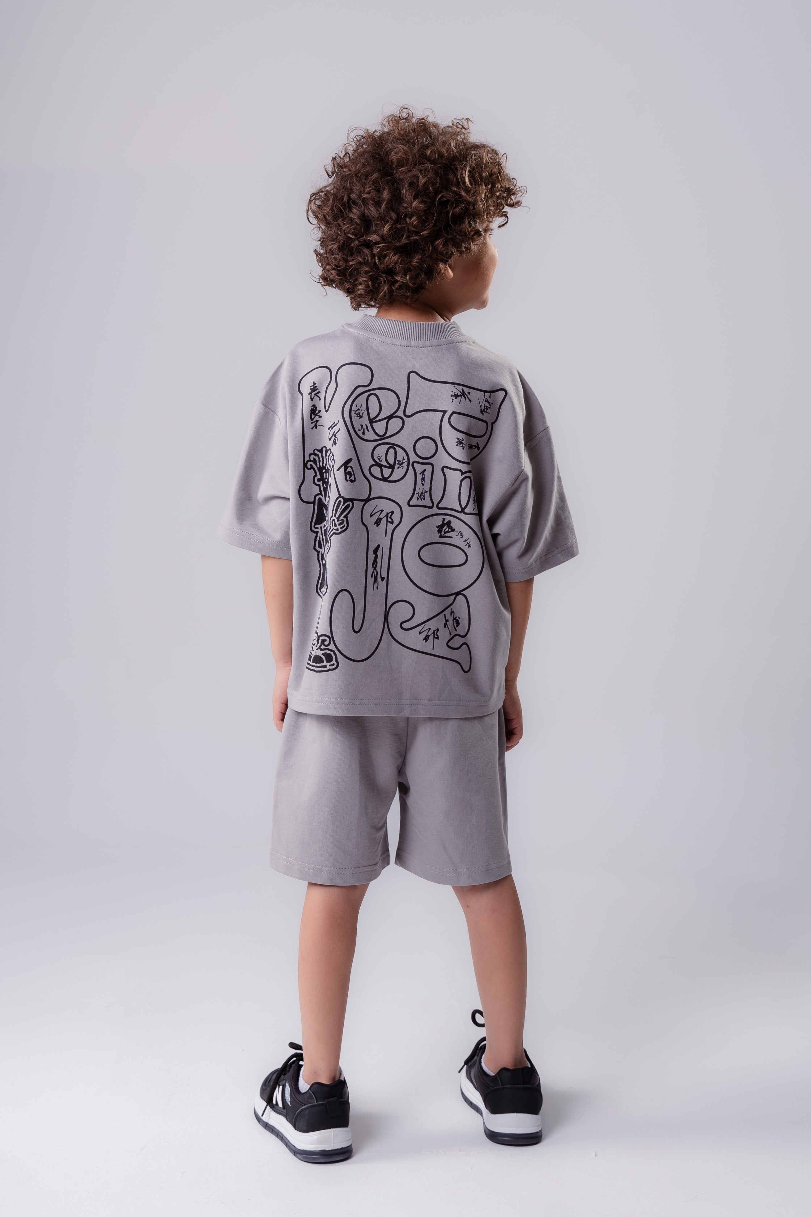 Boys’ Graphic Lounge Set – Oversized Tee & Shorts Set