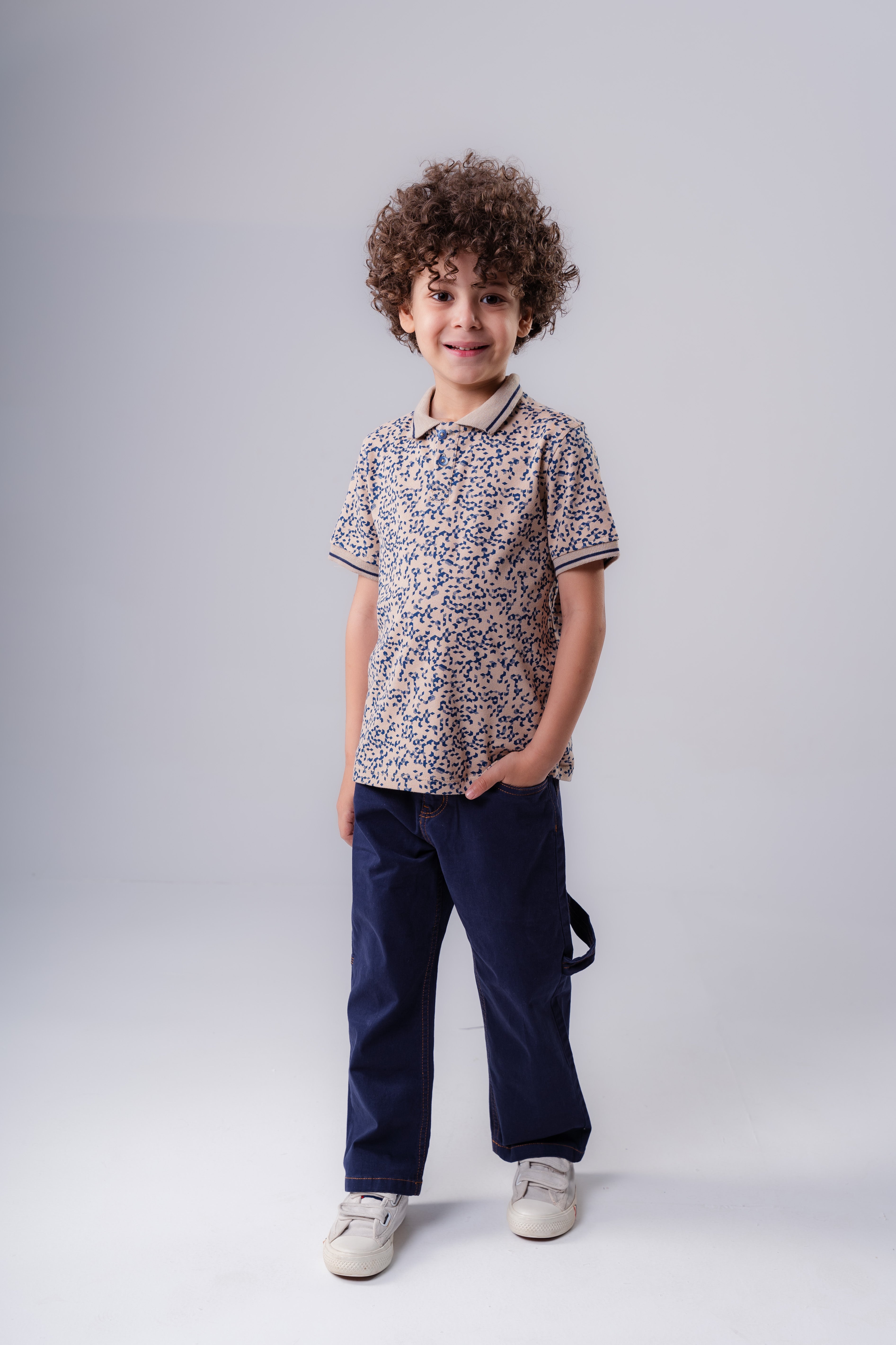Boys’ Abstract Print Polo with Contrast