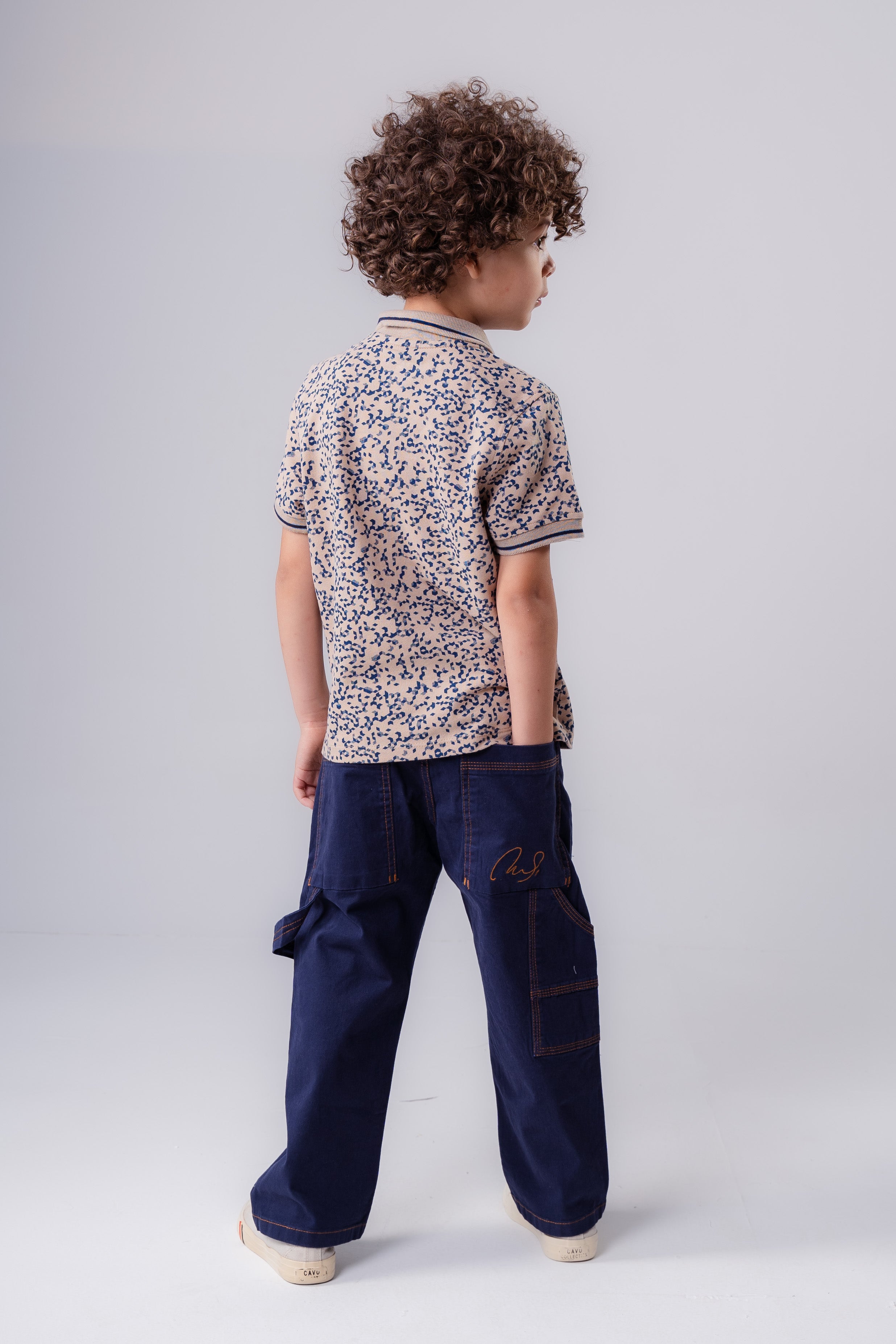 Boys’ Abstract Print Polo with Contrast