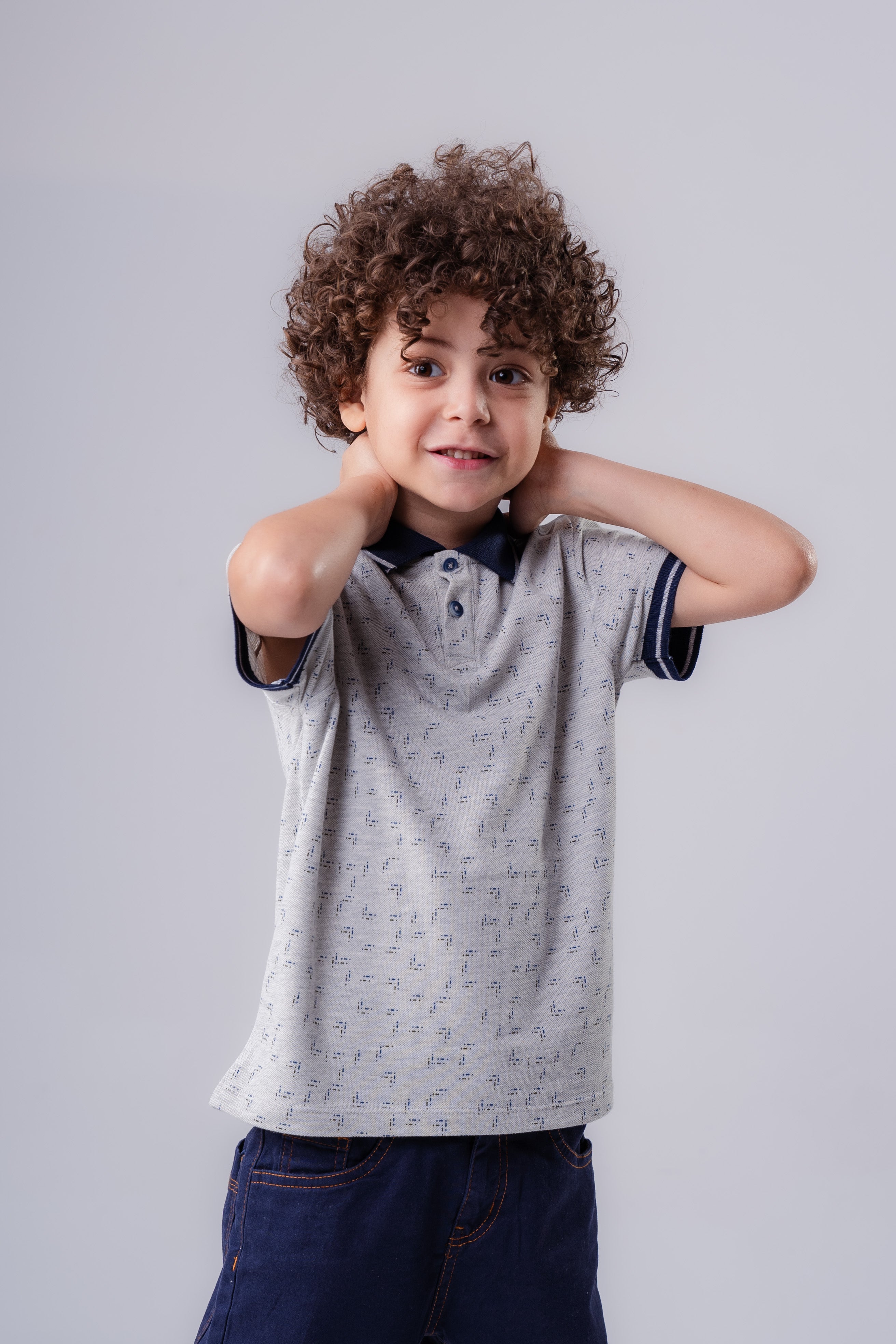 Boys’ Abstract Print Polo with Contrast
