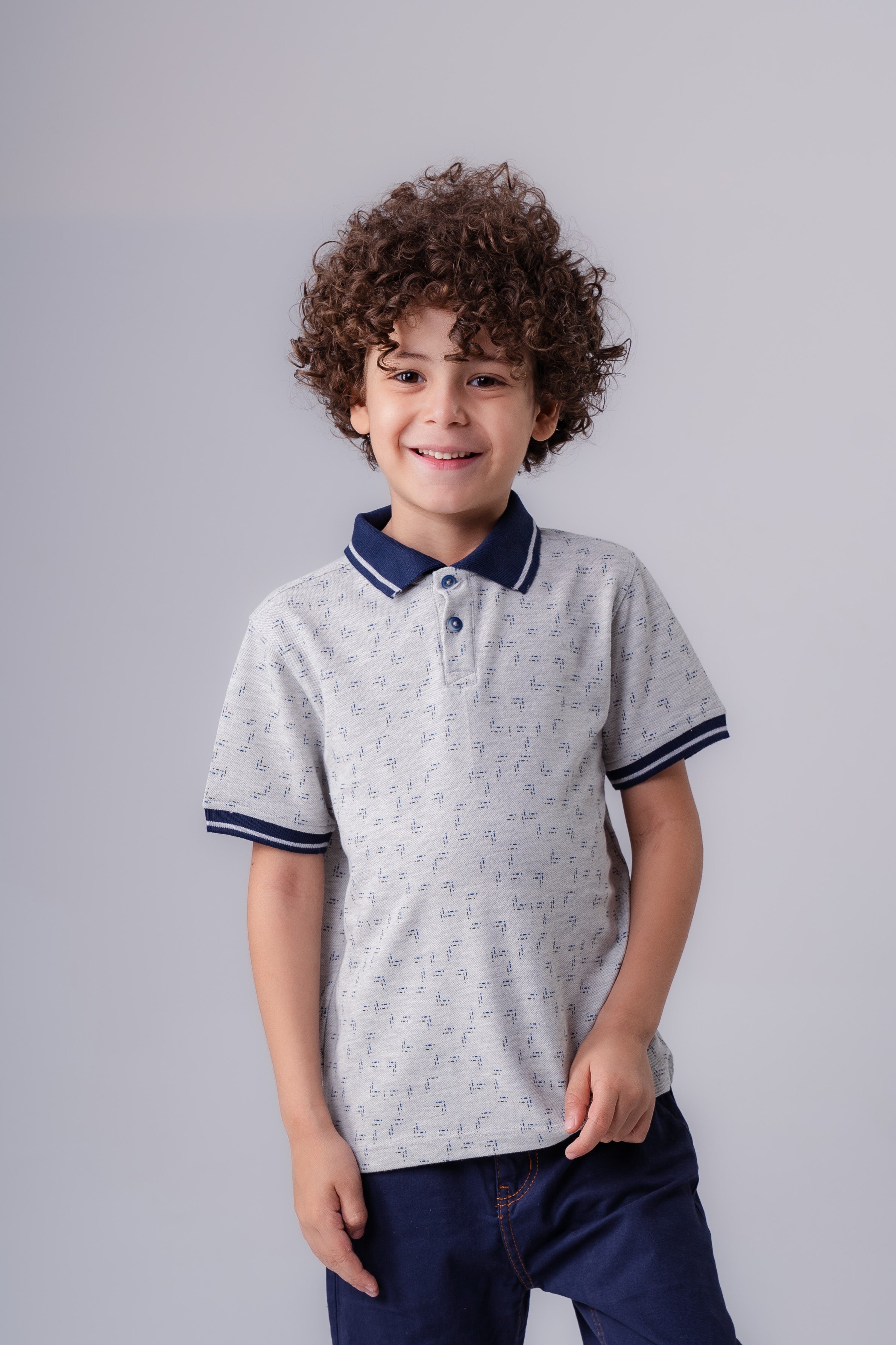 Boys’ Abstract Print Polo with Contrast