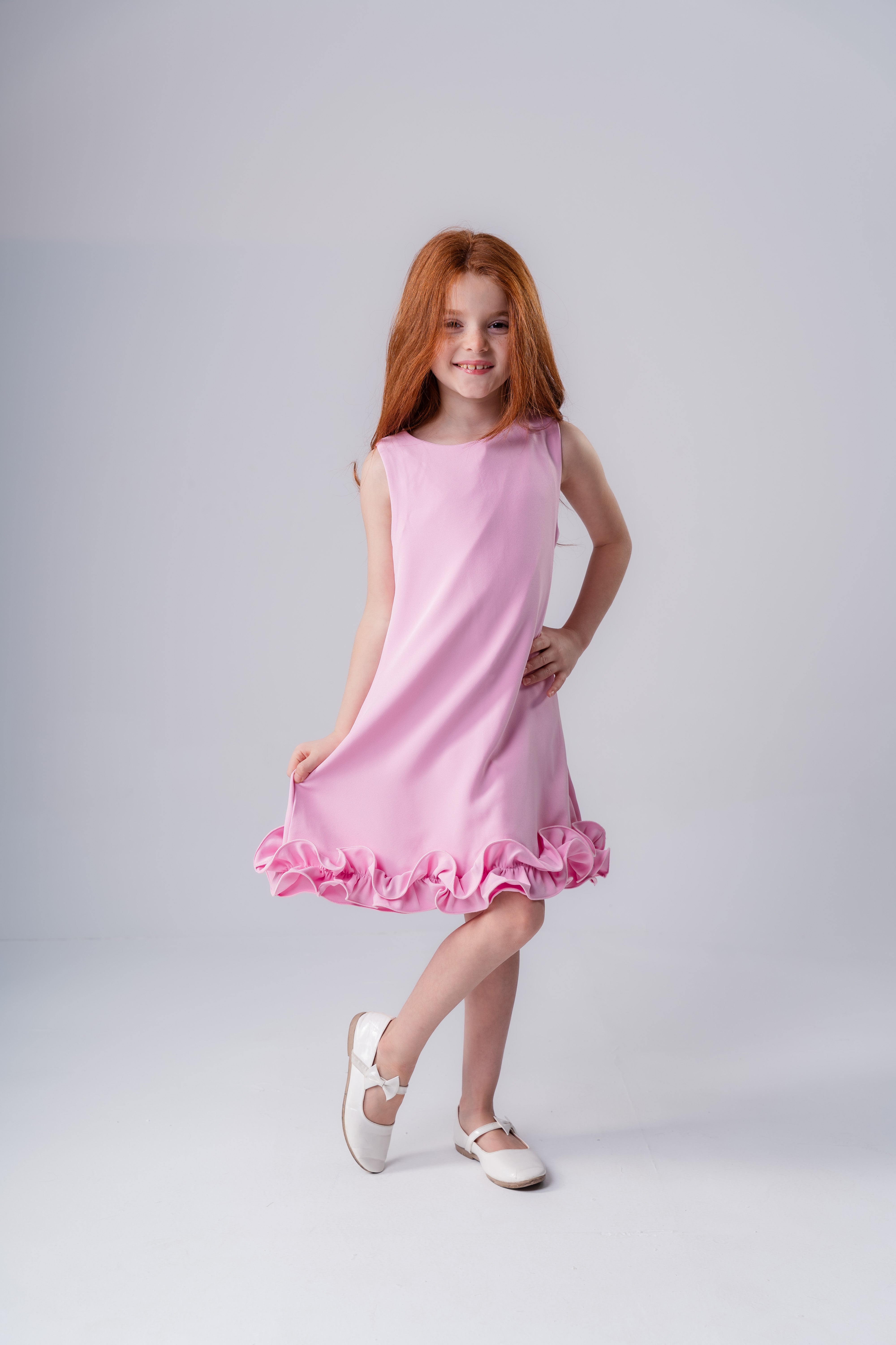 Plain Ruffled Dress For Girls