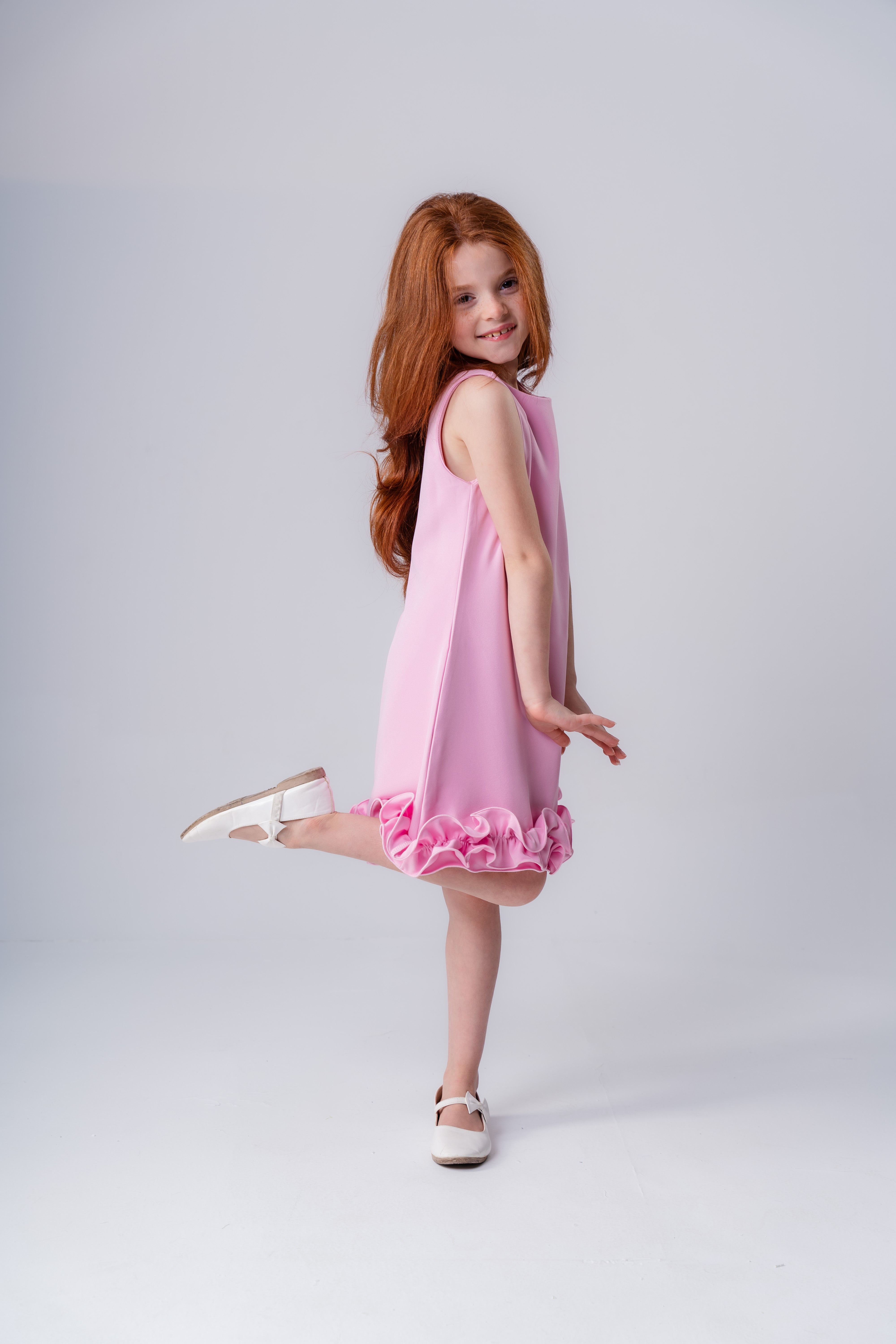 Plain Ruffled Dress For Girls