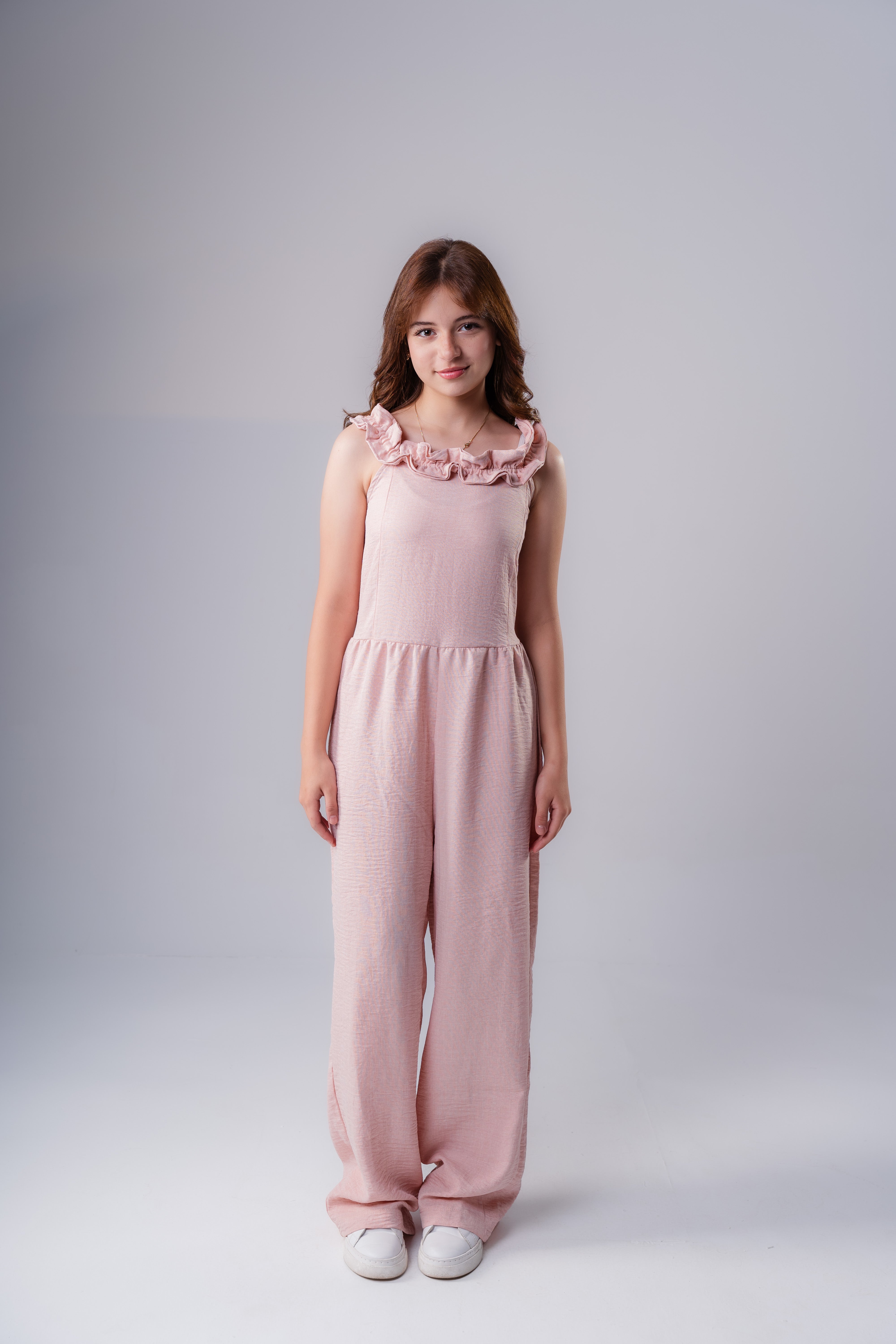 Girls Ruffle Open Neck Jumpsuit
