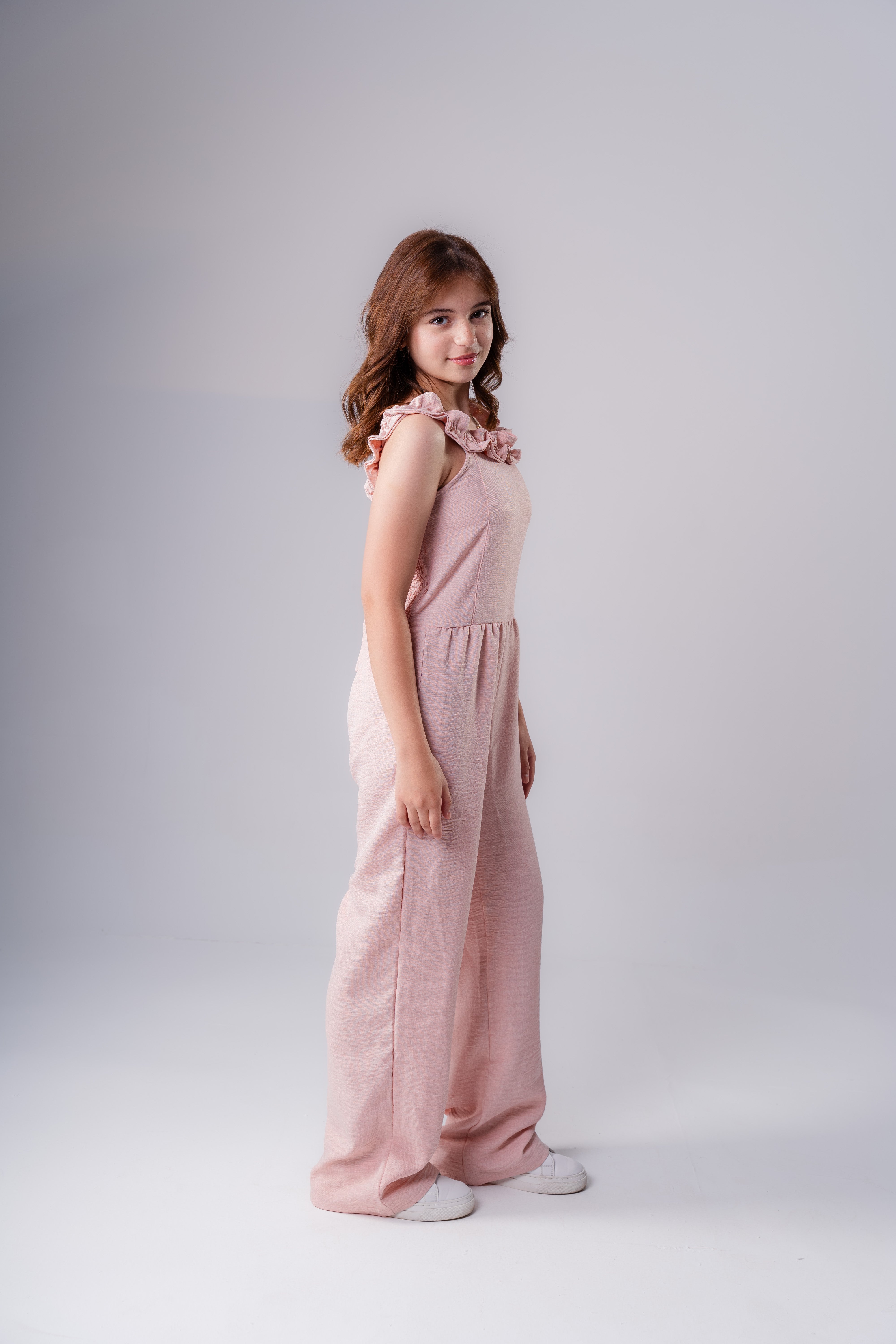 Girls Ruffle Open Neck Jumpsuit