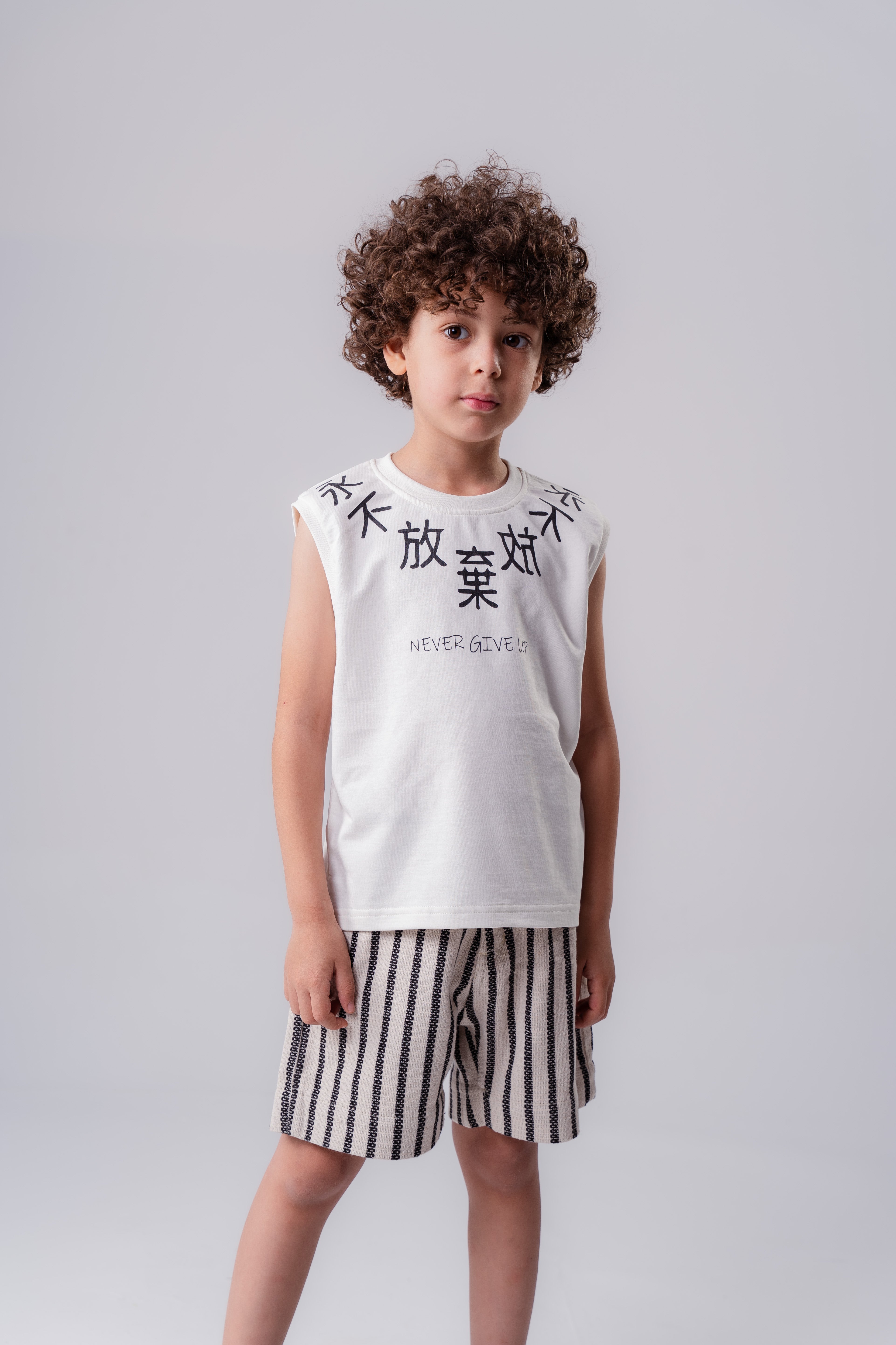 Boys Graphic Print Round Neck Sleeveless T-shirt