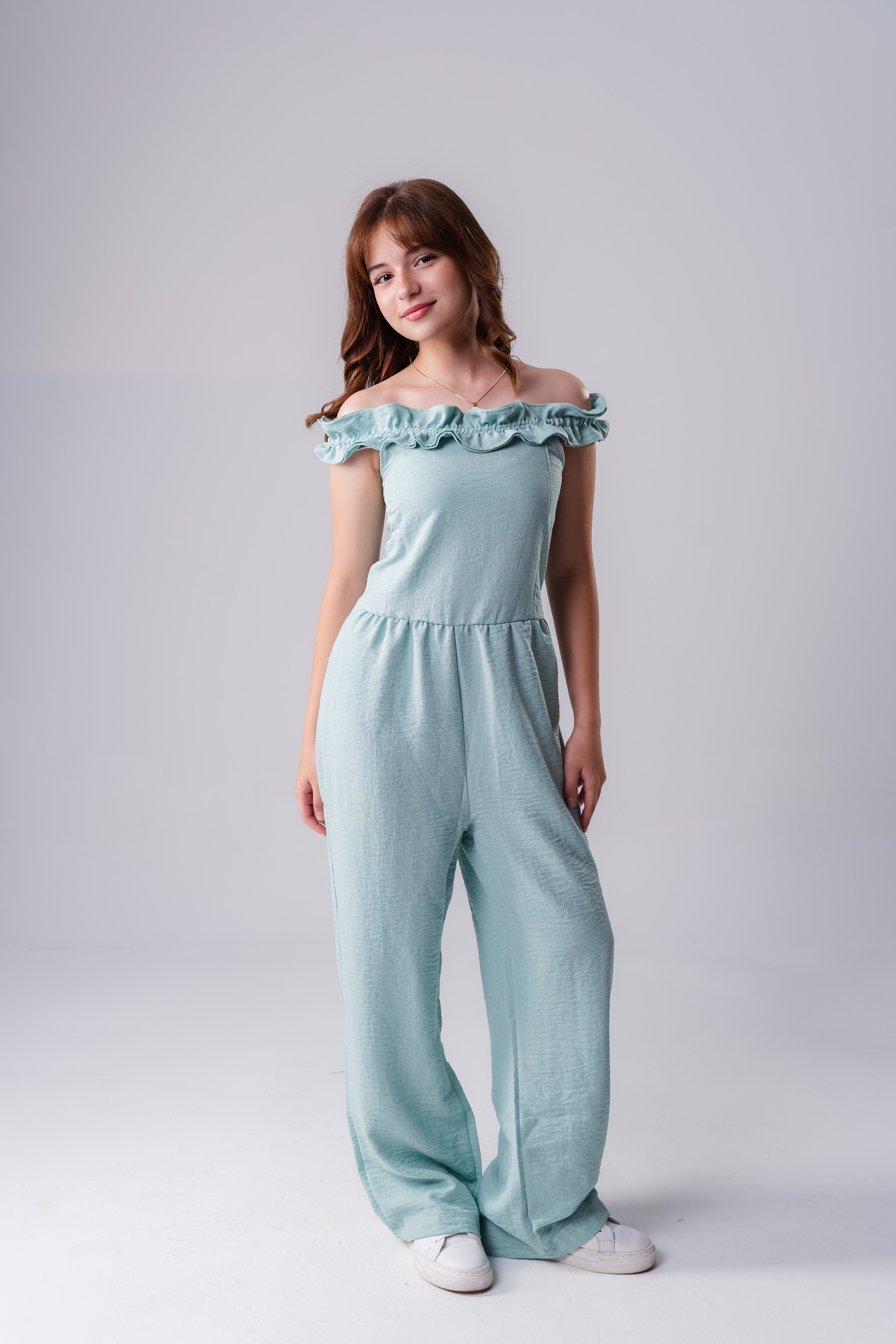 Girls Ruffle Open Neck Jumpsuit