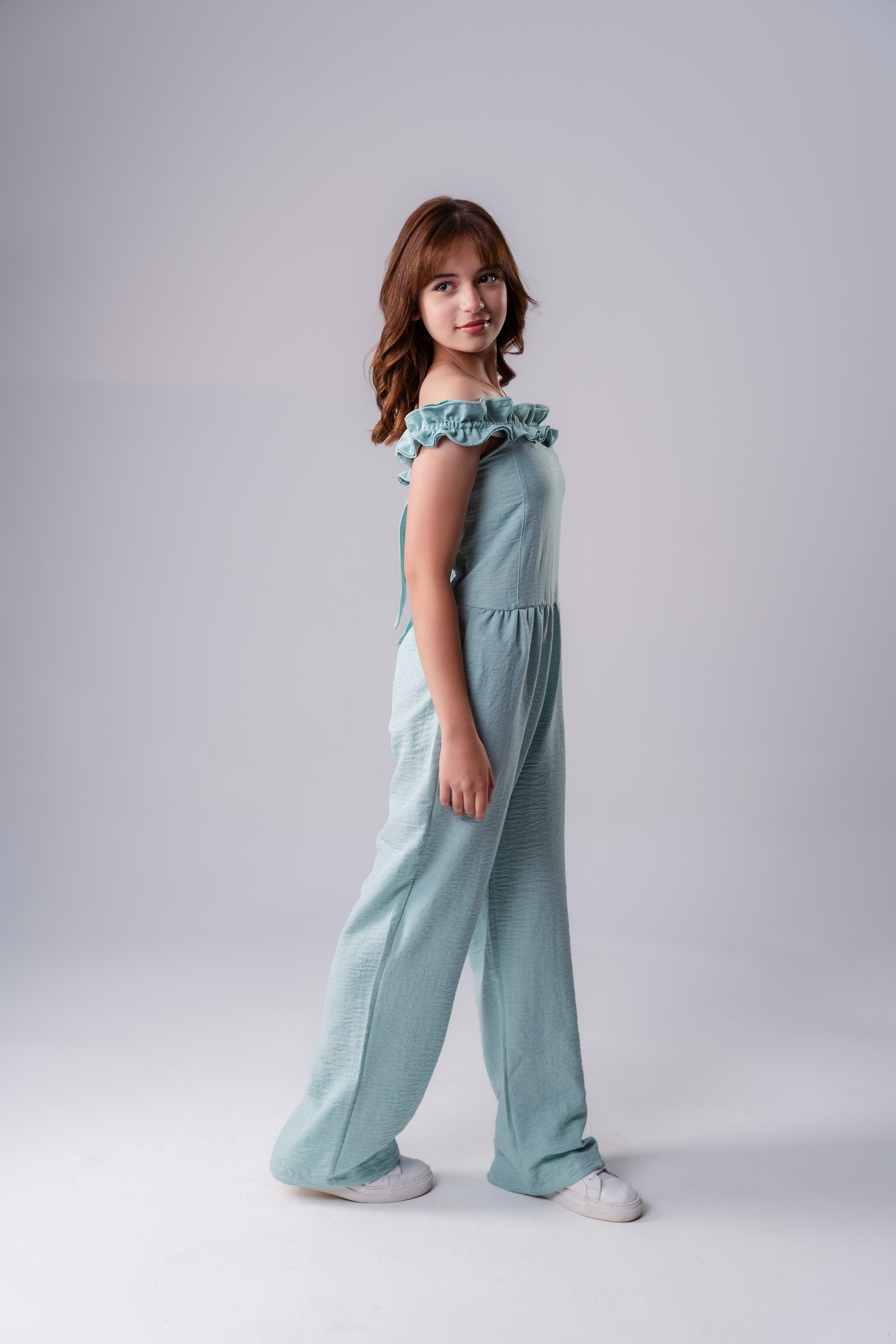 Girls Ruffle Open Neck Jumpsuit