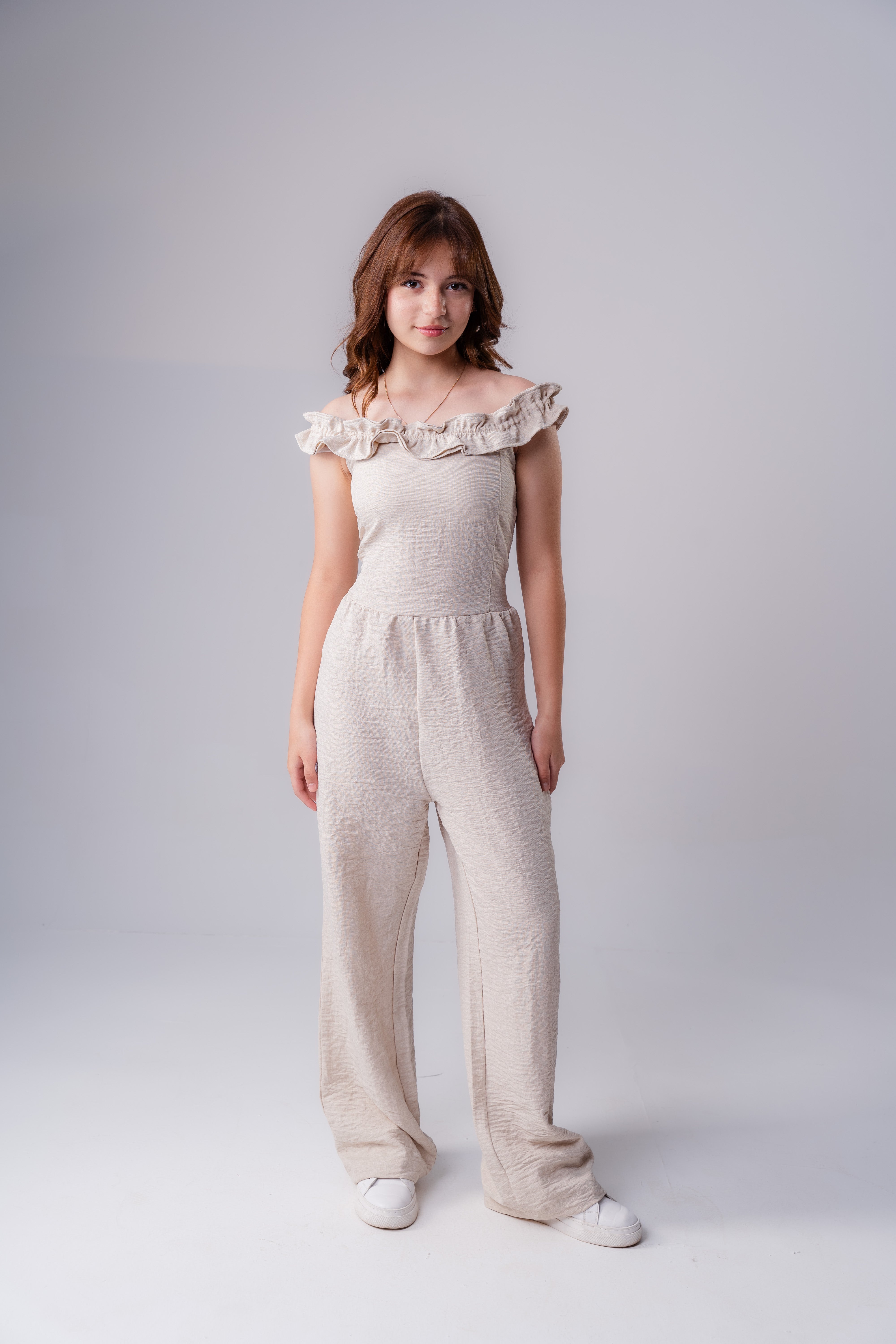 Girls Ruffle Open Neck Jumpsuit