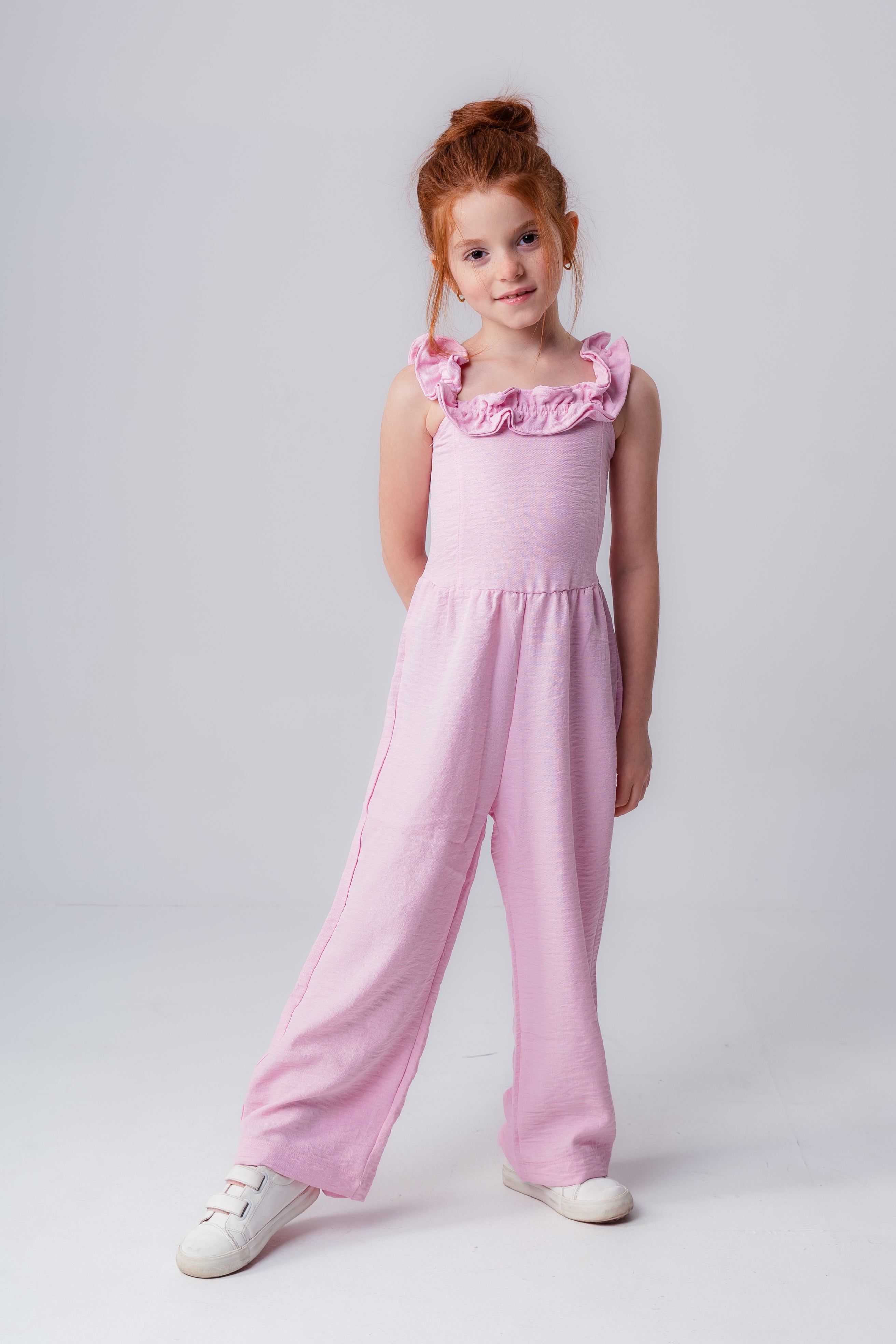 Girls Ruffle Open Neck Jumpsuit