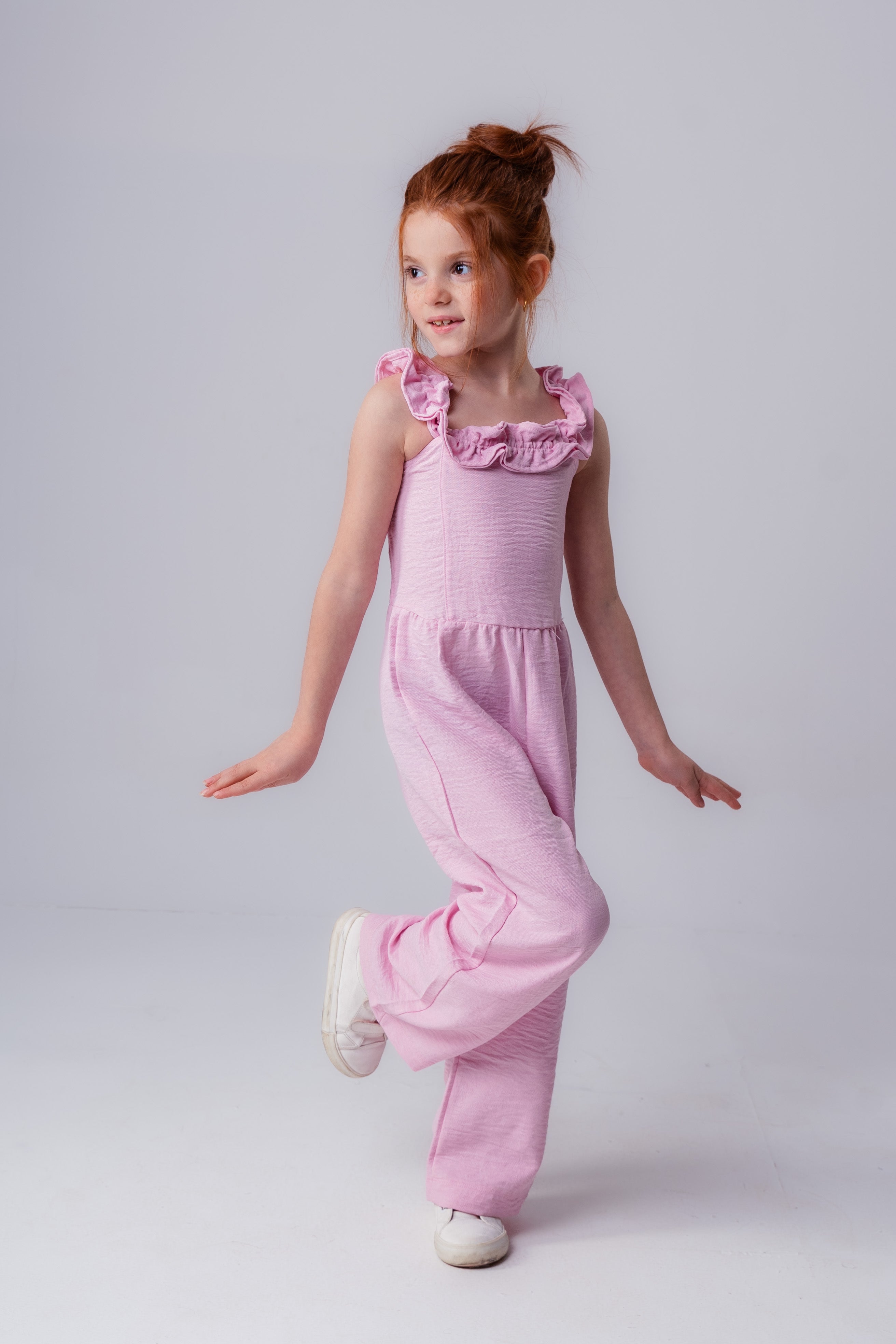 Girls Ruffle Open Neck Jumpsuit