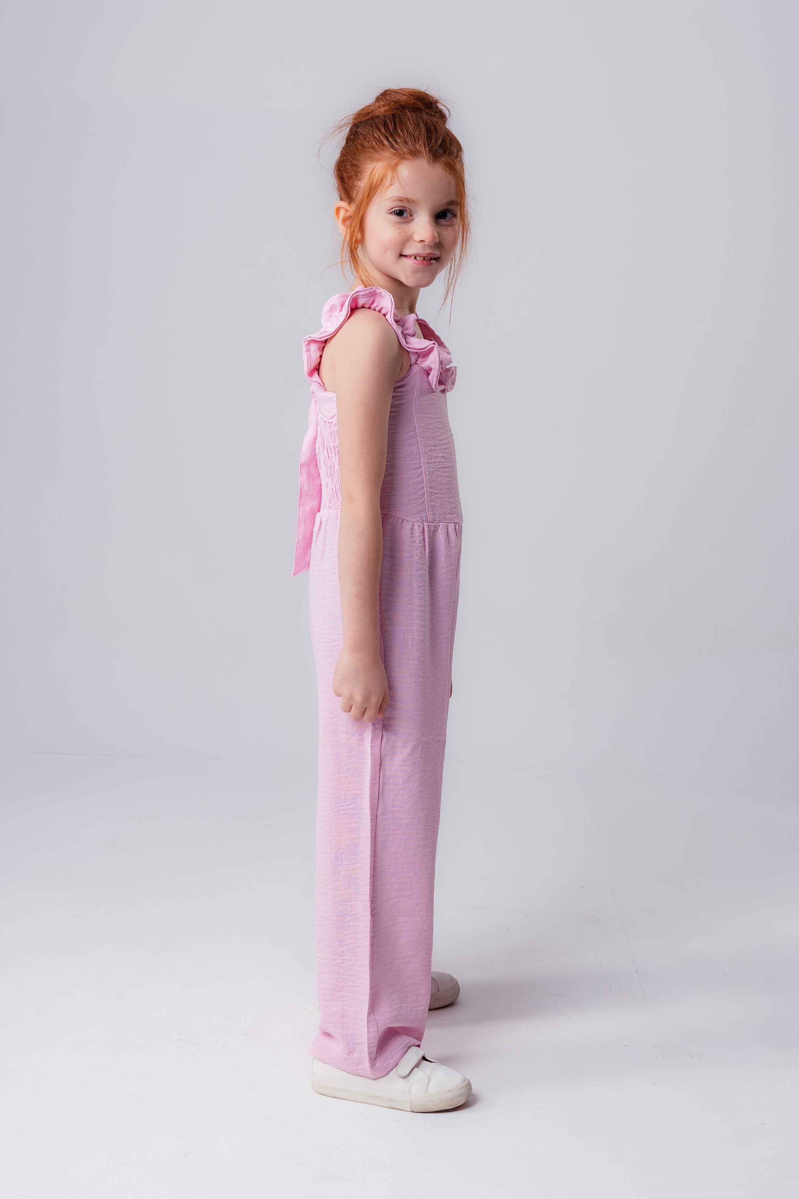 Girls Ruffle Open Neck Jumpsuit