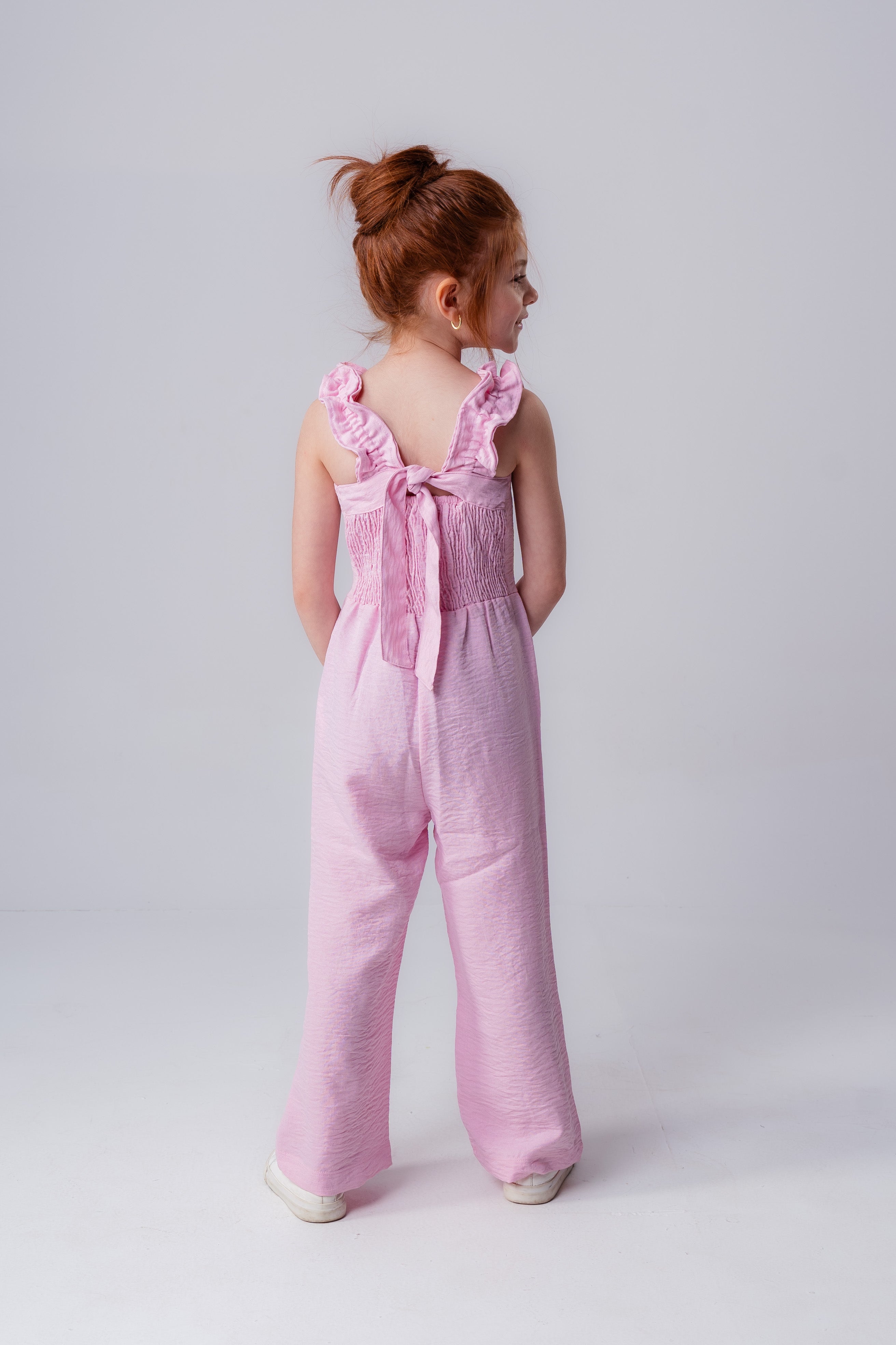Girls Ruffle Open Neck Jumpsuit