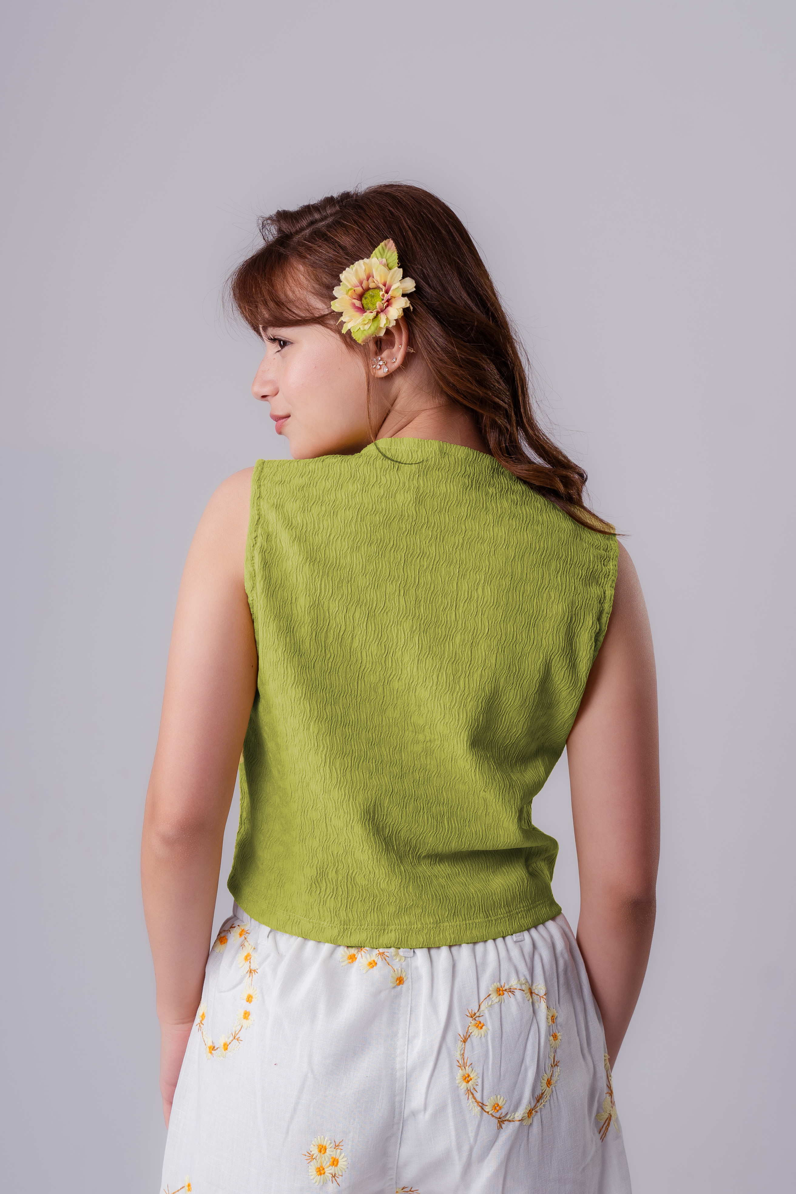 Girls’ Ruched Front Sleeveless Top