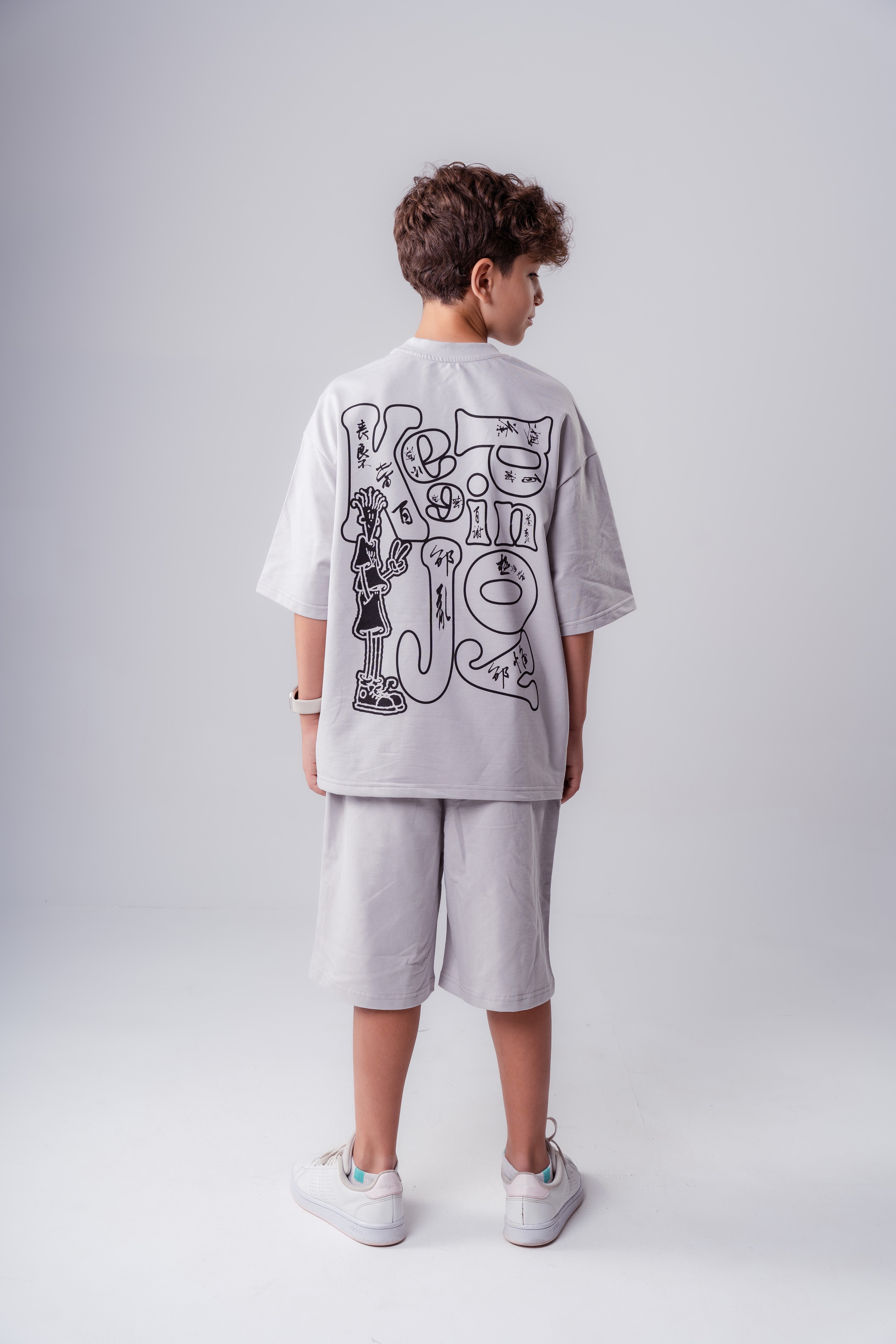 Boys’ Graphic Lounge Set – Oversized Tee & Shorts Set