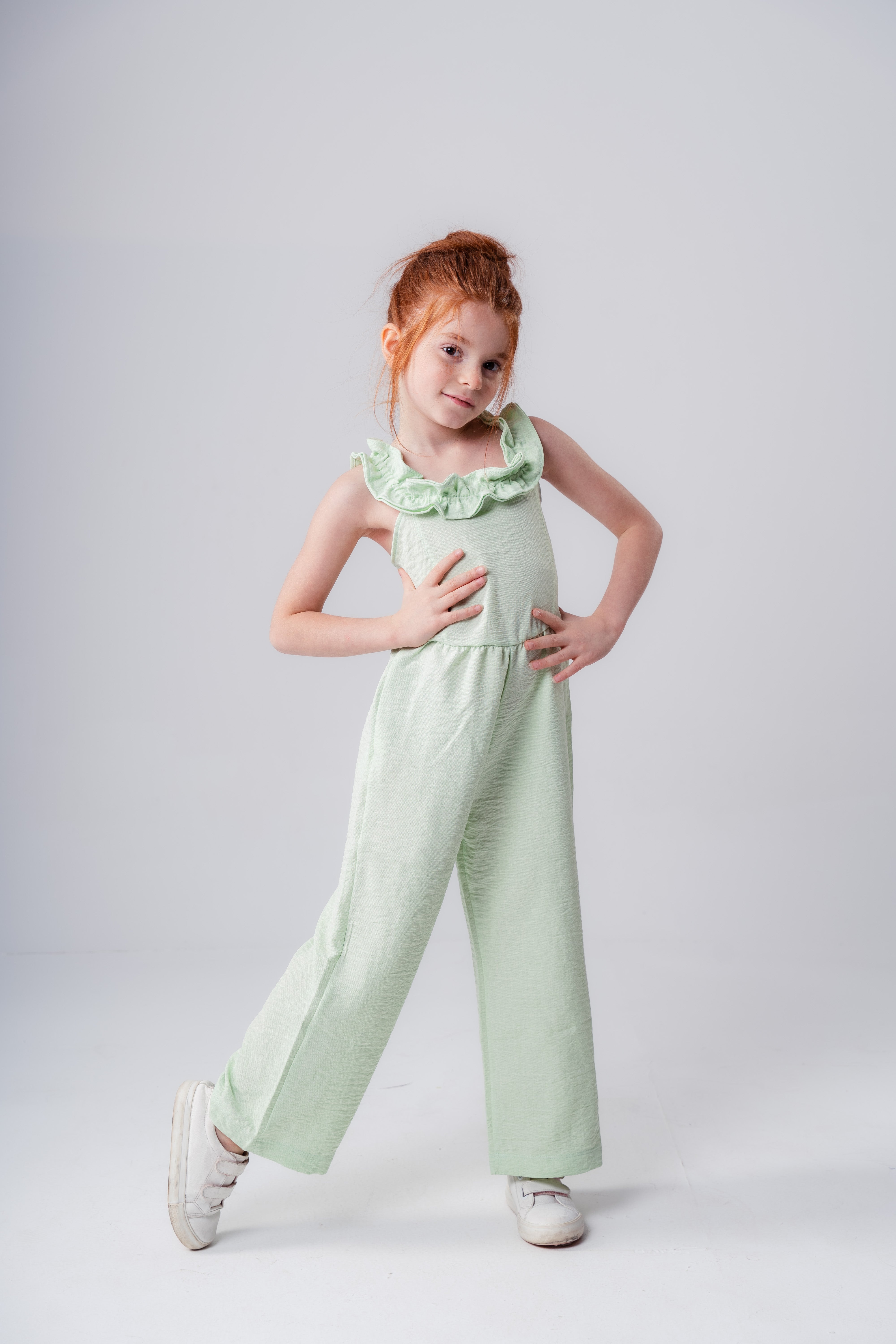 Girls Ruffle Open Neck Jumpsuit