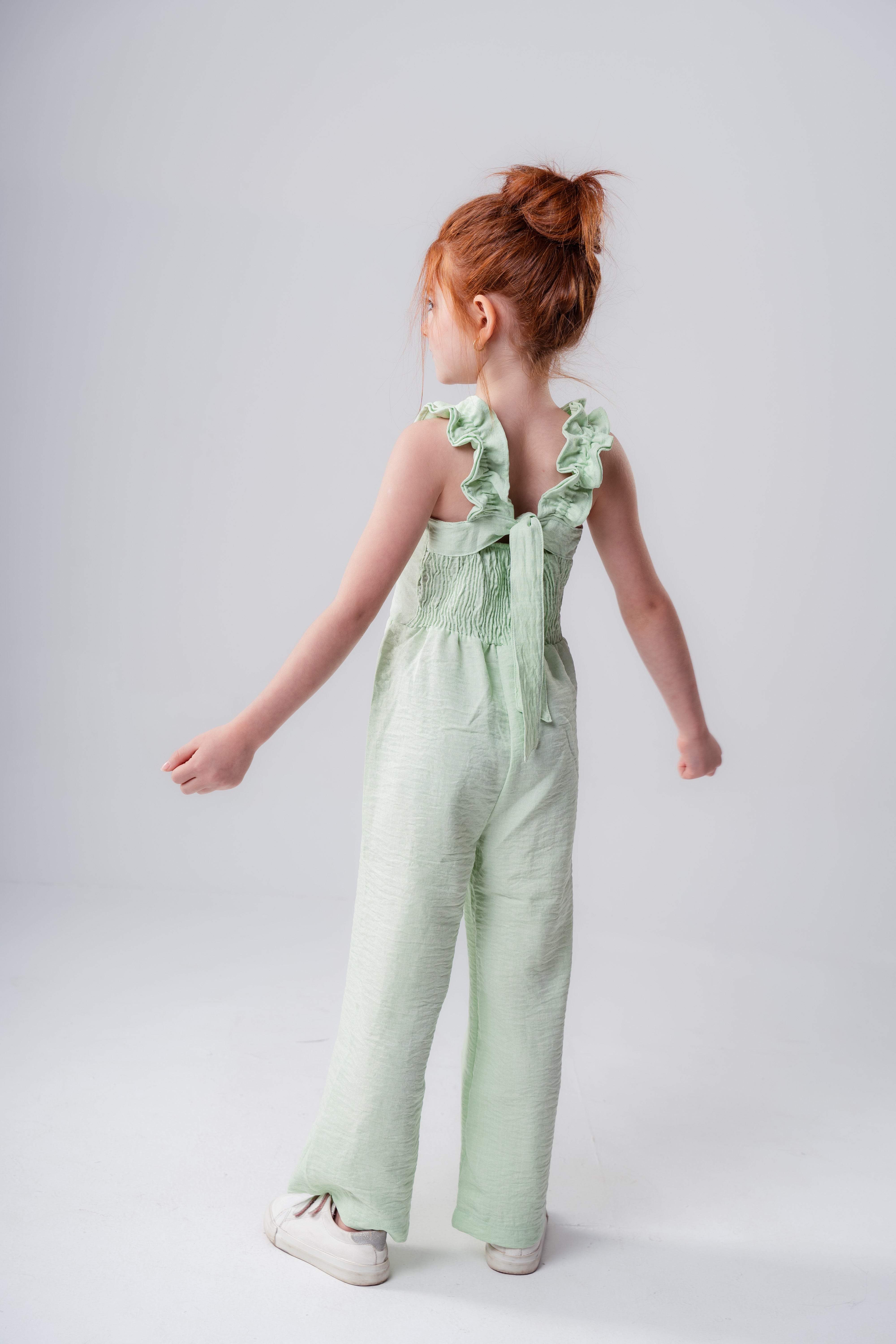 Girls Ruffle Open Neck Jumpsuit