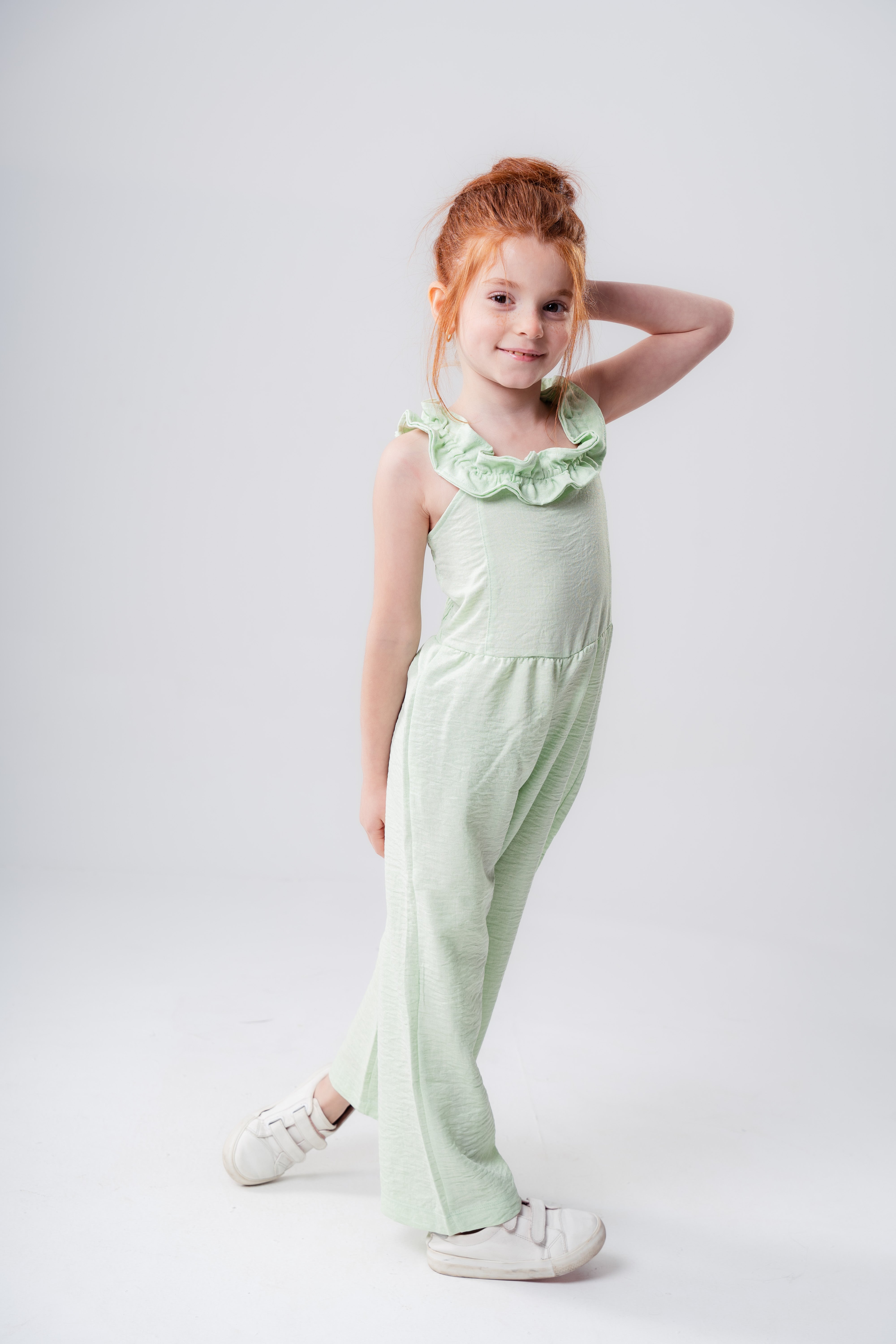 Girls Ruffle Open Neck Jumpsuit