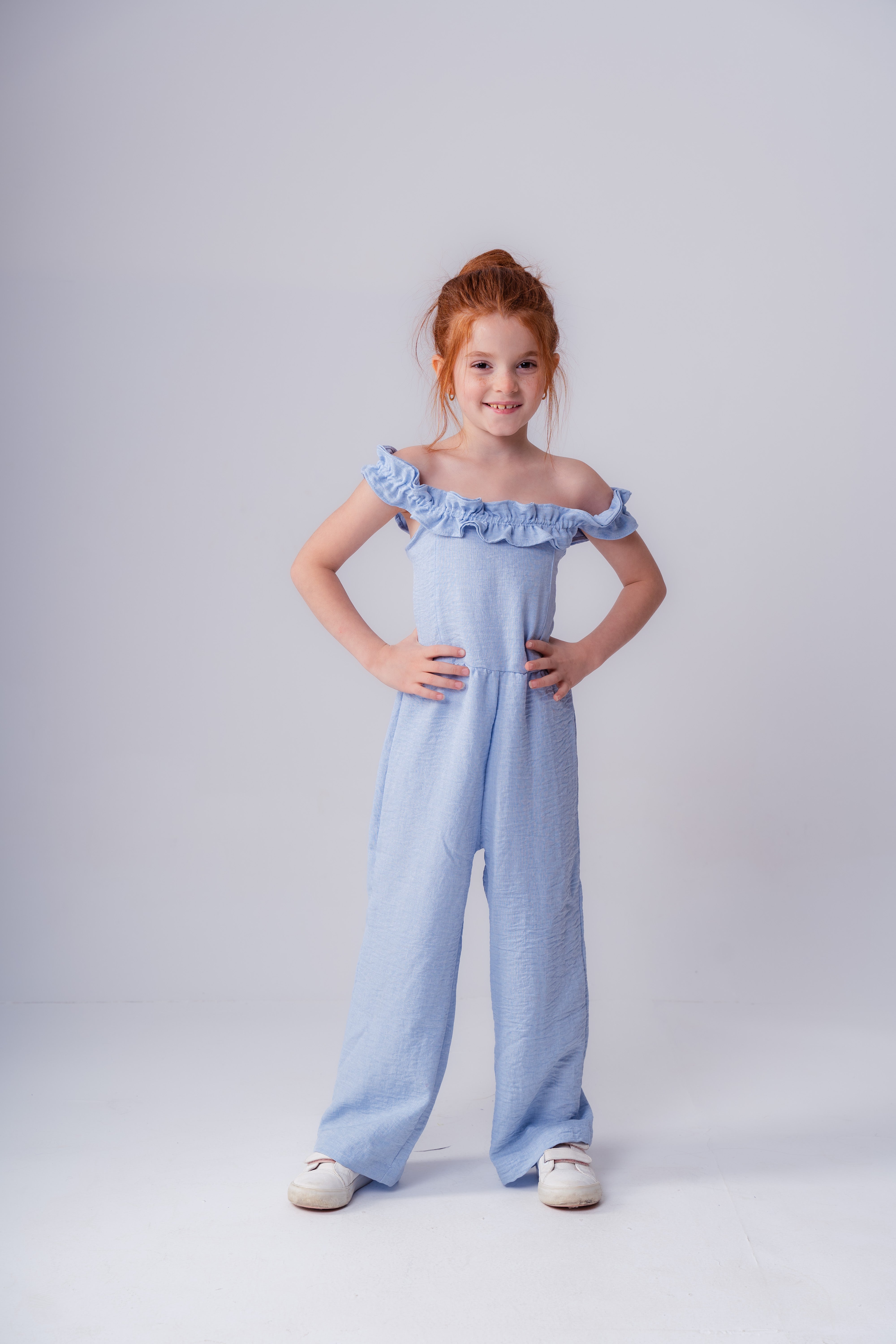 Girls Ruffle Open Neck Jumpsuit