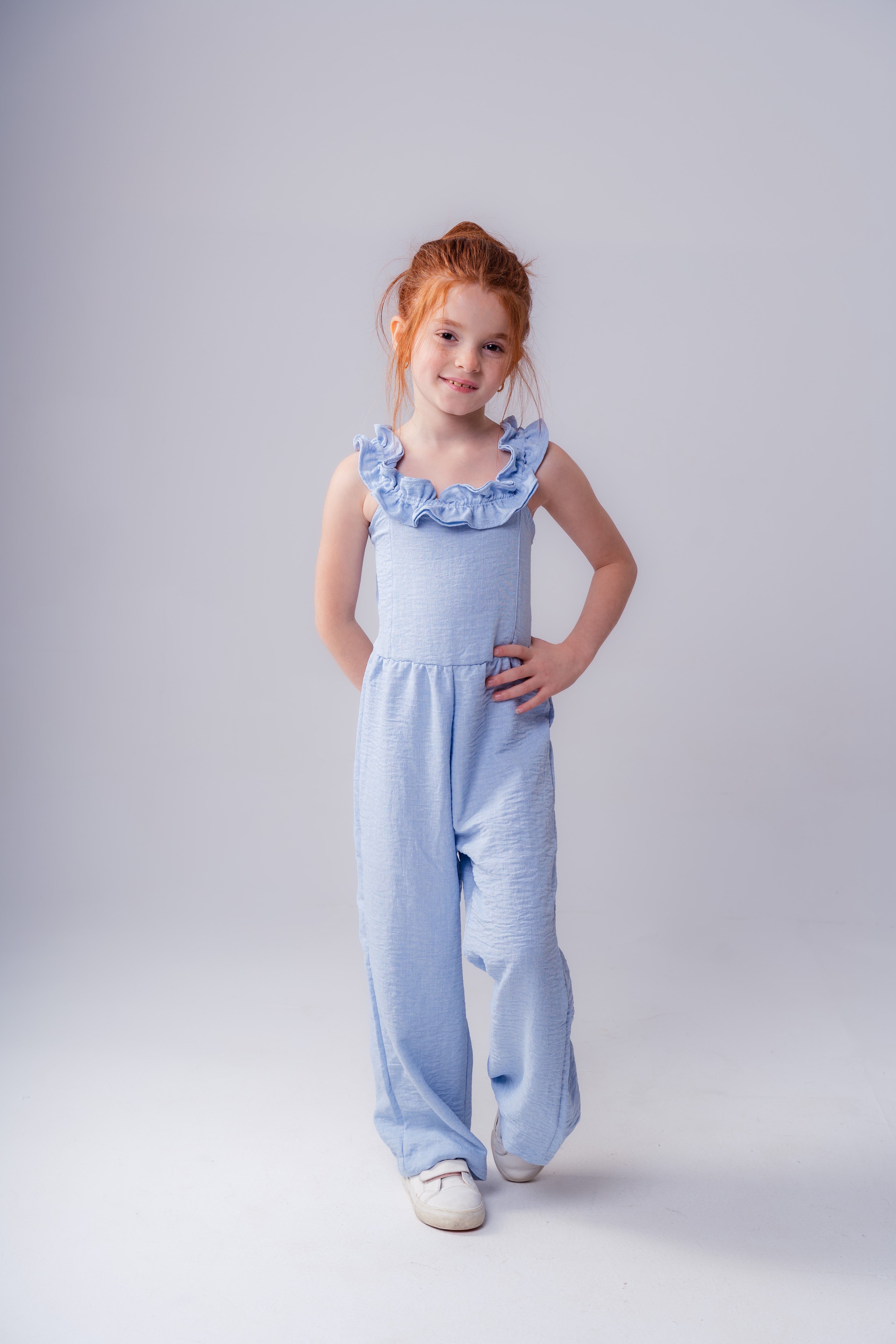 Girls Ruffle Open Neck Jumpsuit