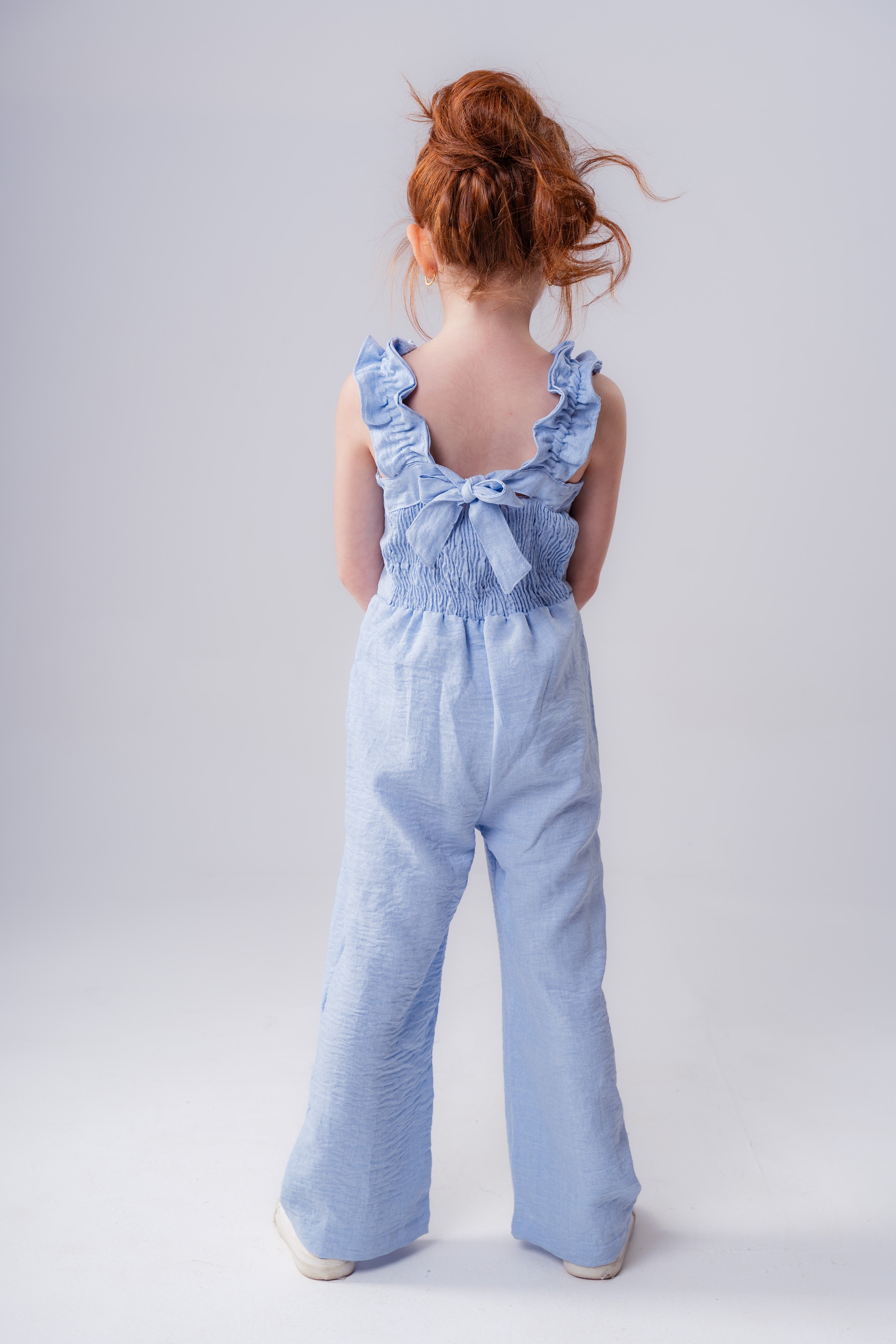 Girls Ruffle Open Neck Jumpsuit