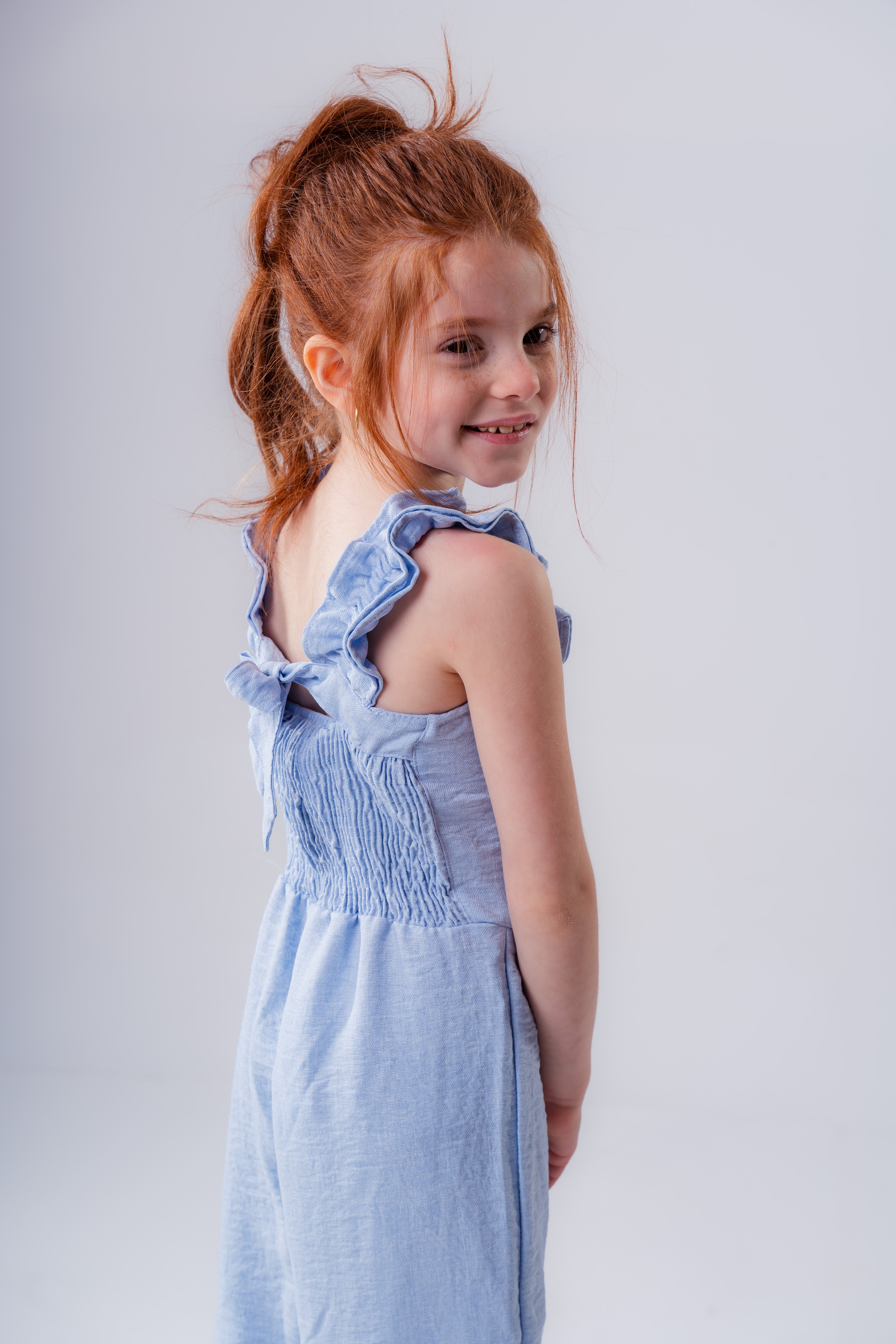 Girls Ruffle Open Neck Jumpsuit