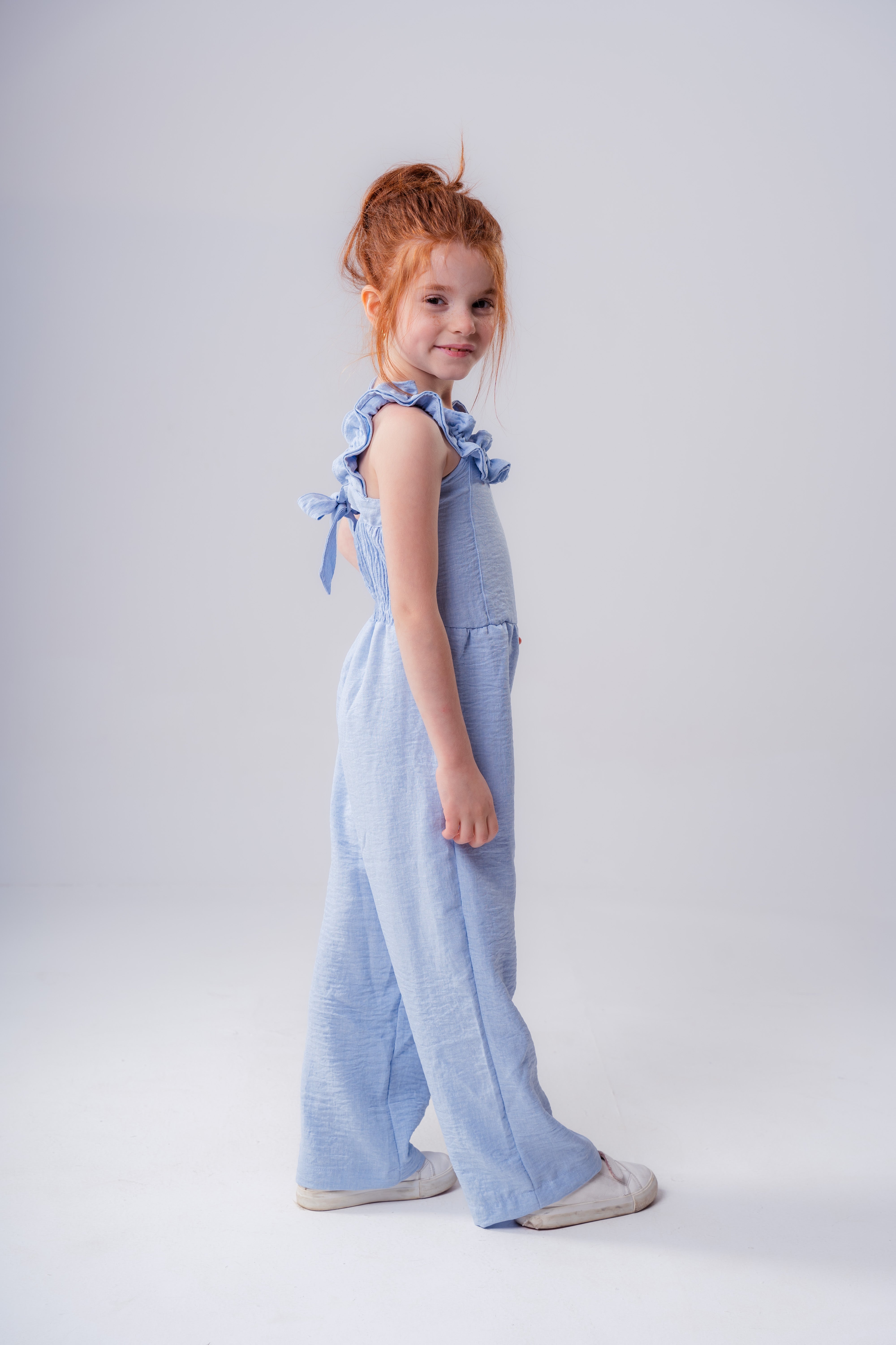 Girls Ruffle Open Neck Jumpsuit