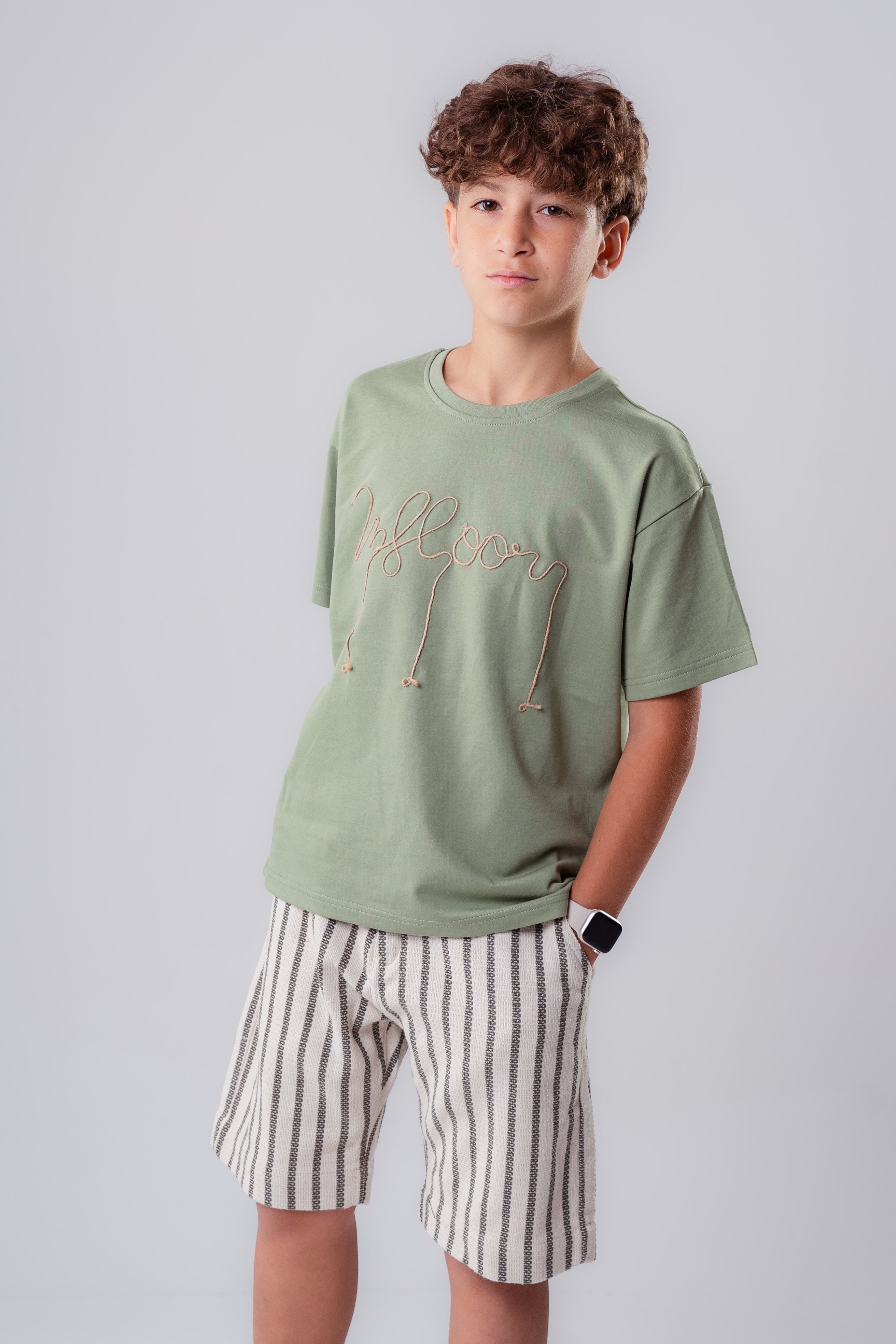 Boys linen-blend stripe shorts