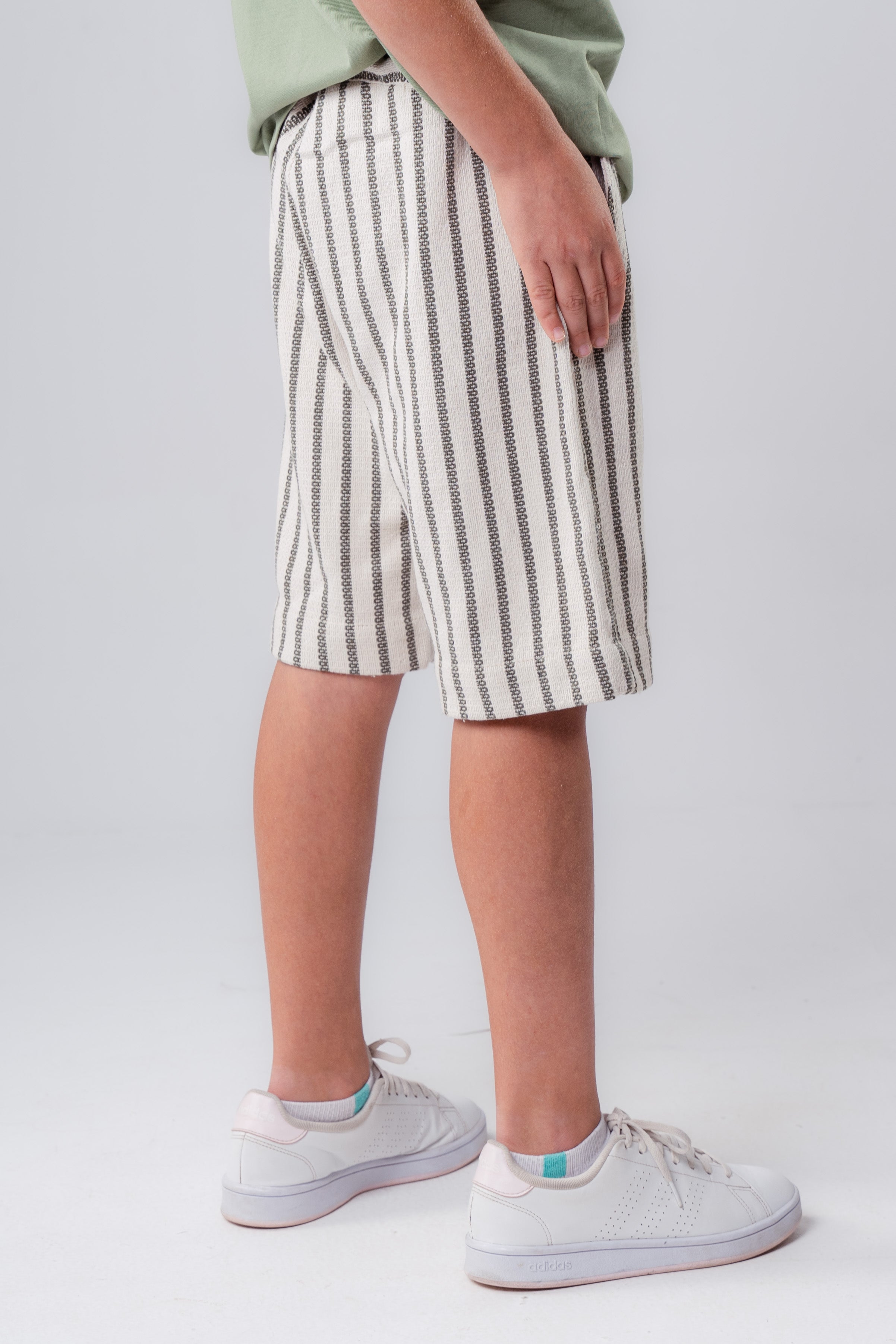 Boys linen-blend stripe shorts