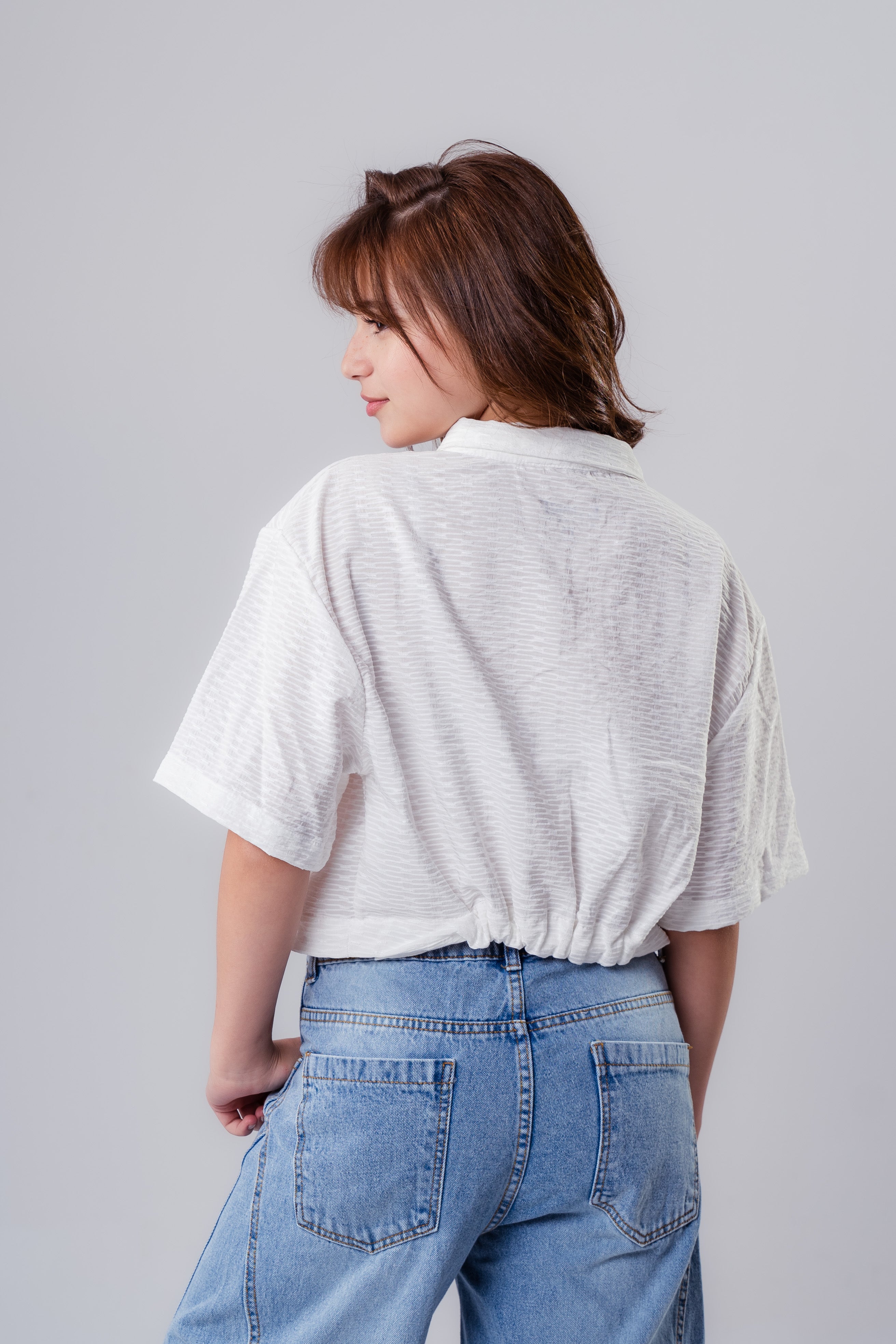 Girls Short Sleeve Textured Shirt