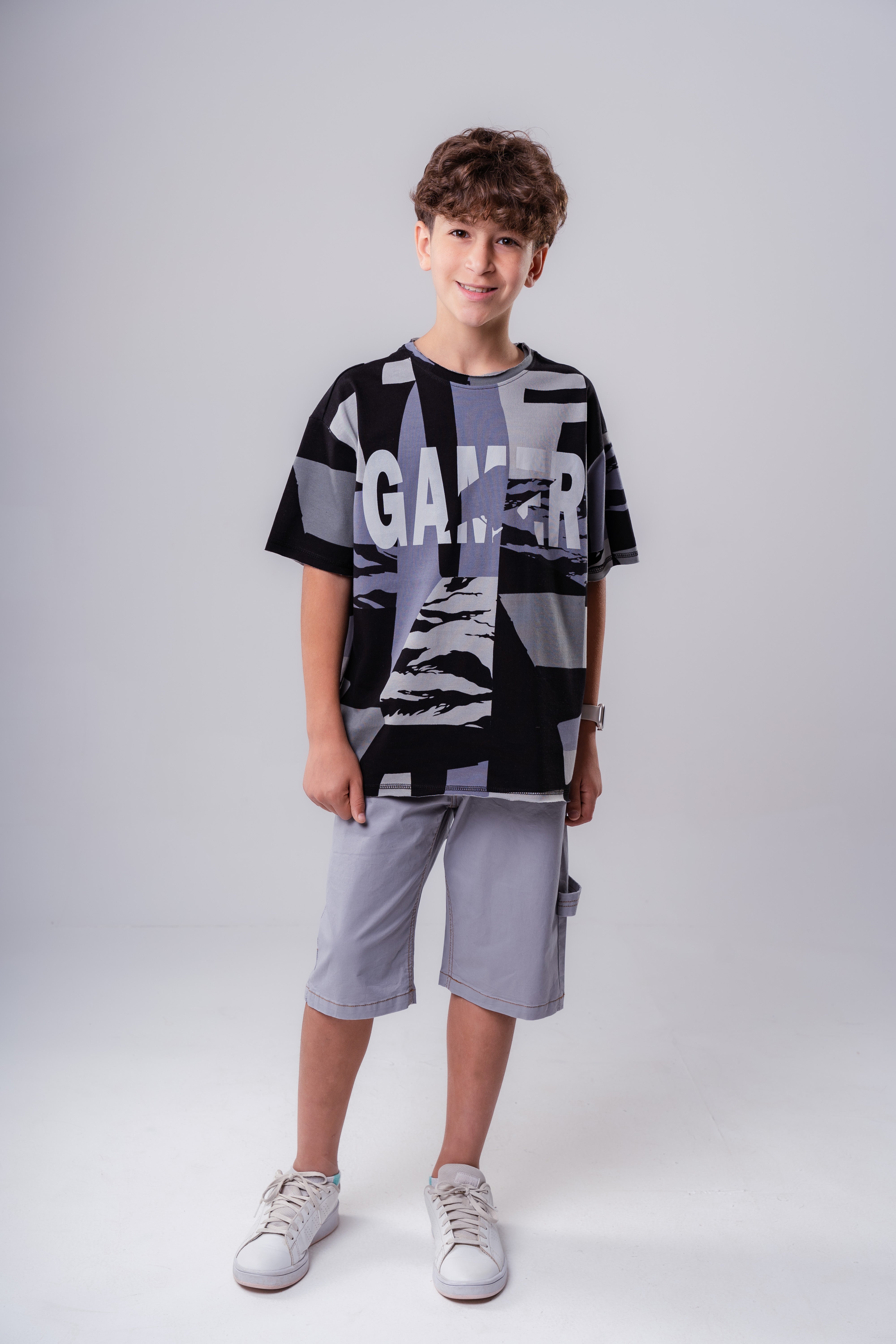 Boys’ Urban Camo "GAMER" Oversized Tee