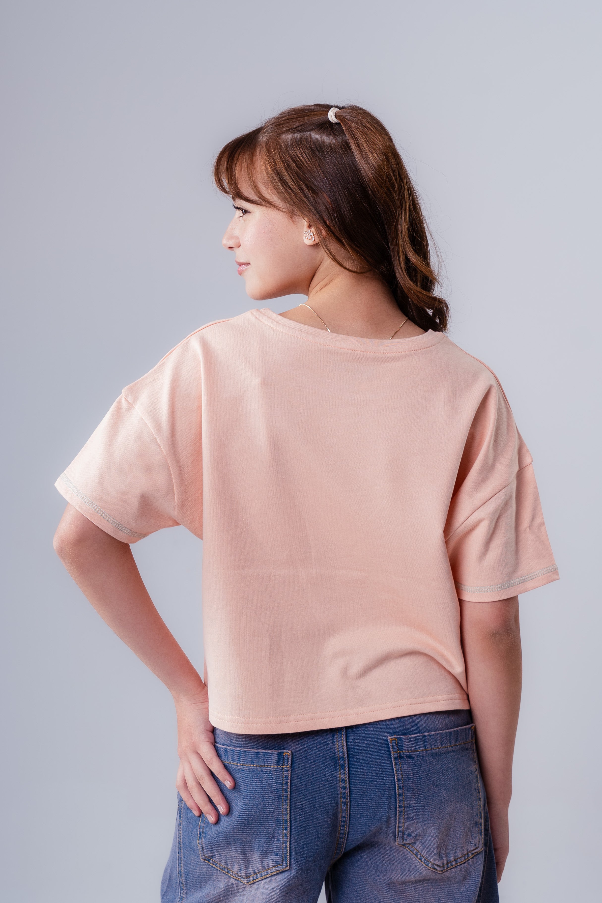 Crew Neck Short Sleeve Printed Girl T-Shirt