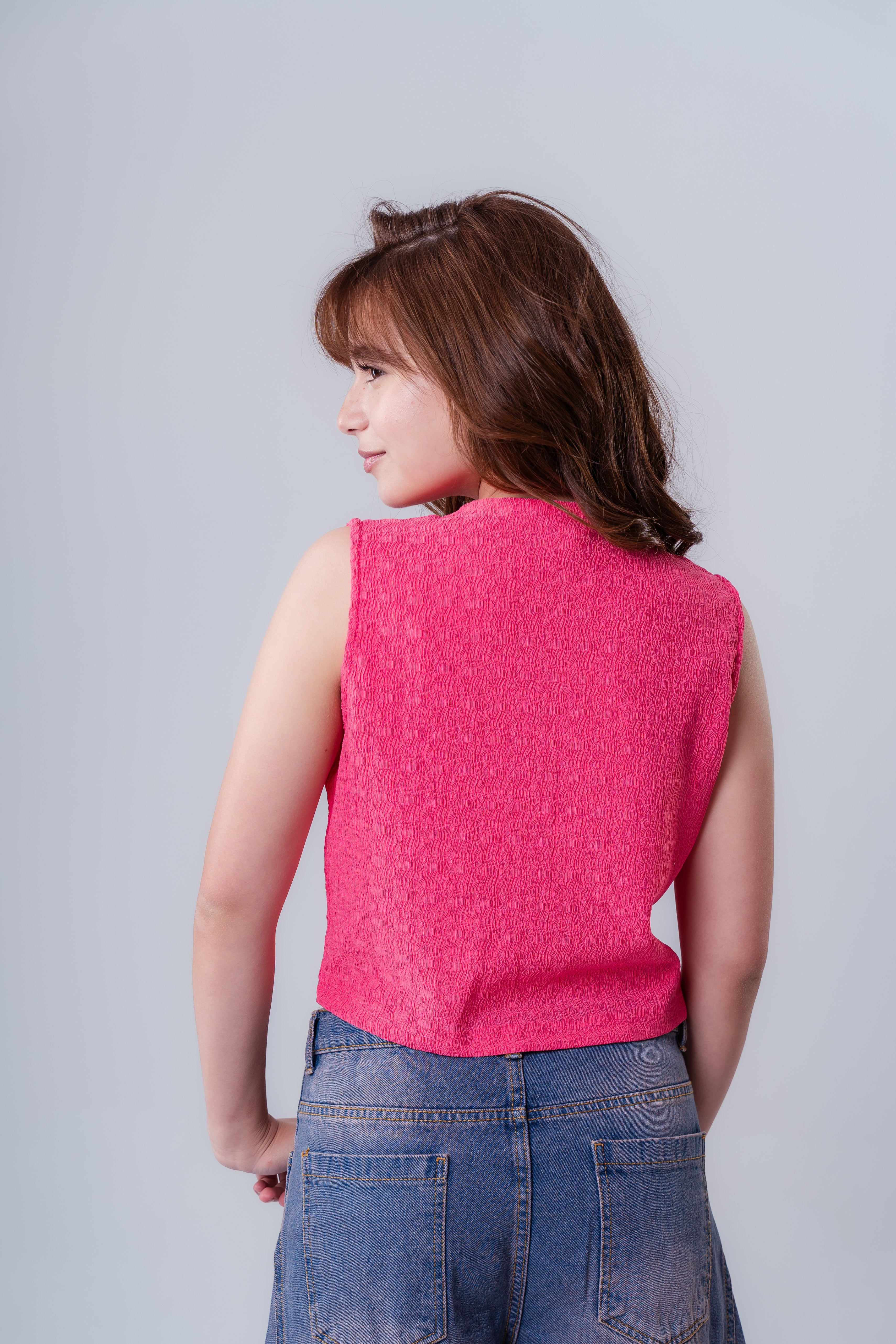Girls’ Ruched Front Sleeveless Top