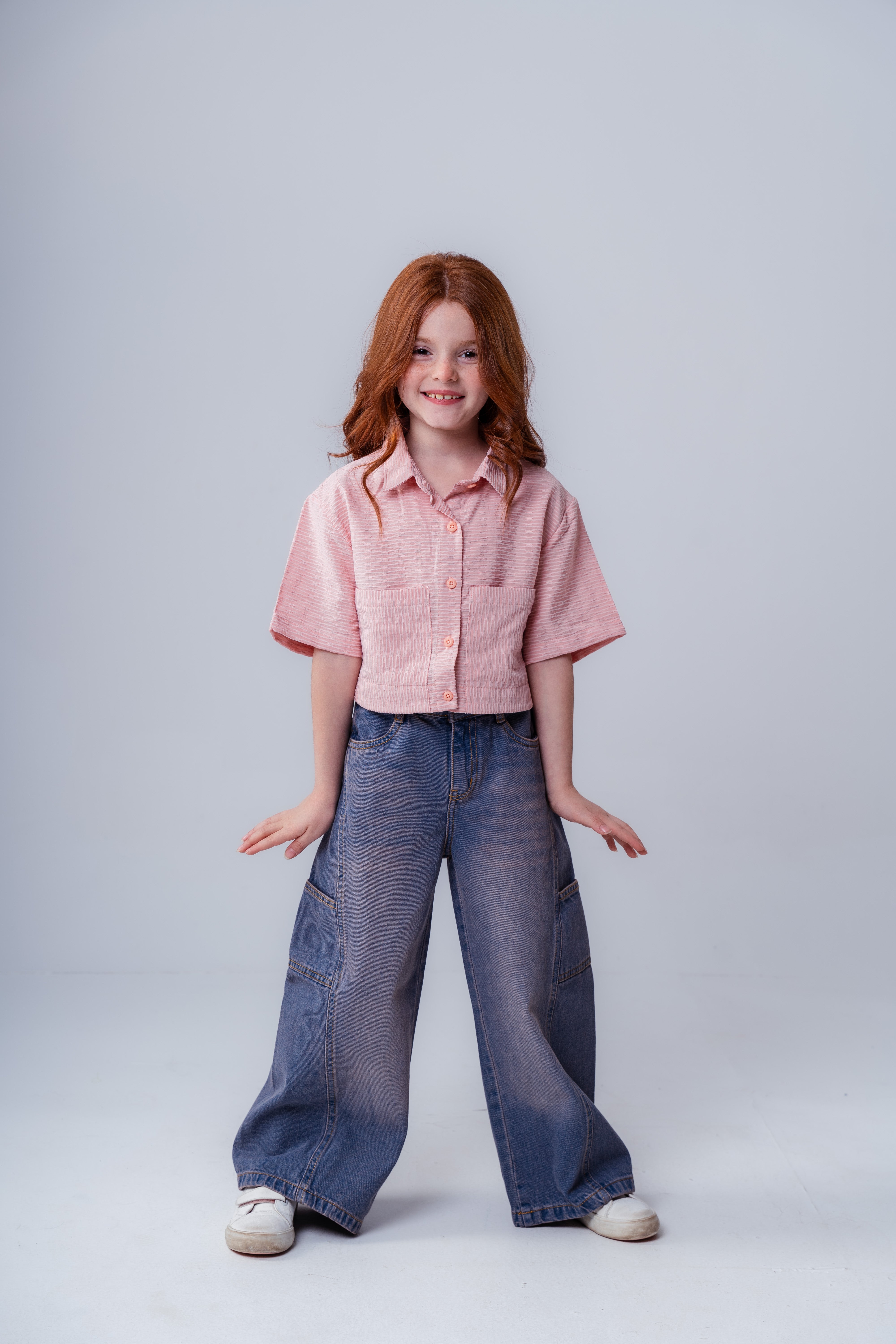 Girls Short Sleeve Textured Shirt