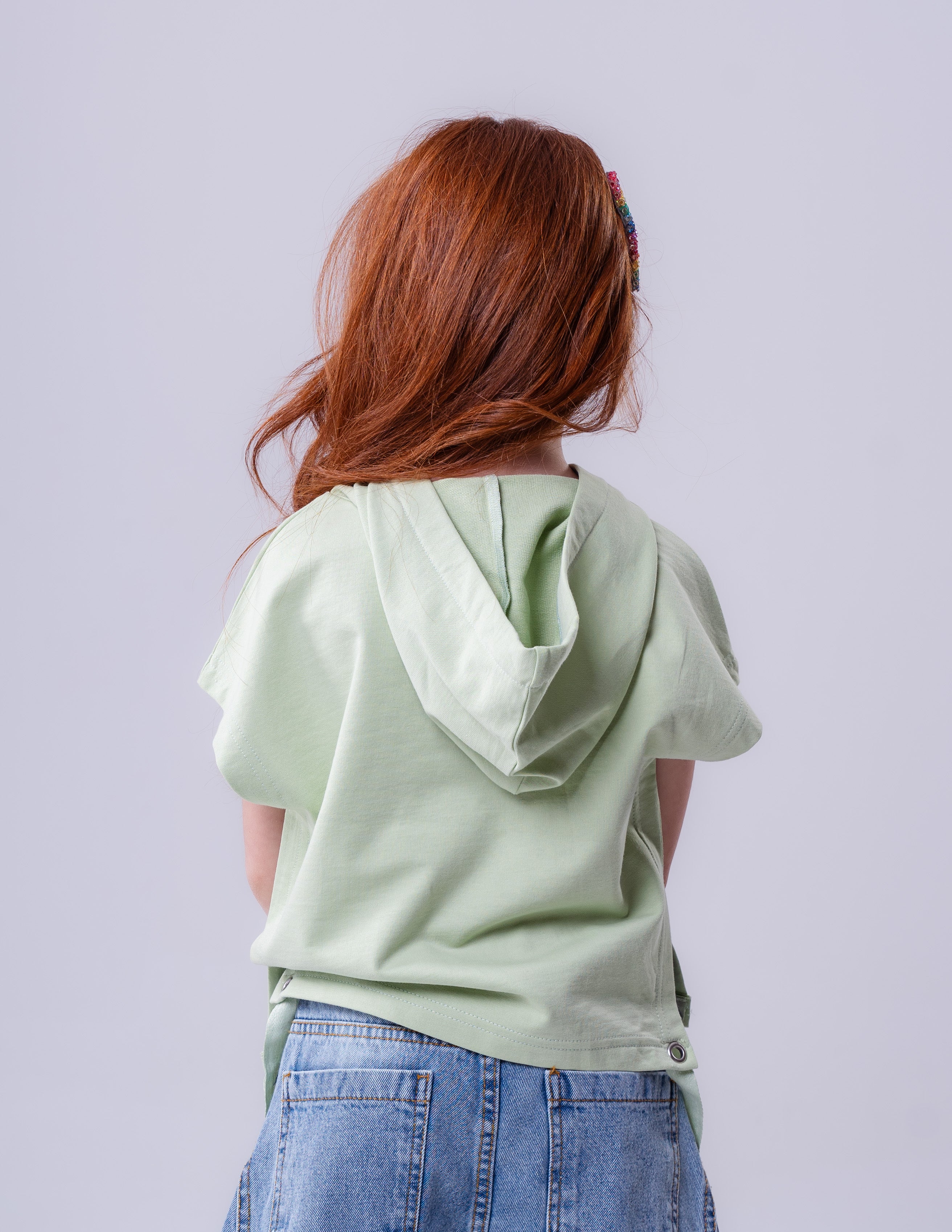 Girls' Short-Sleeve Hooded Tee with Side-Tie Detail