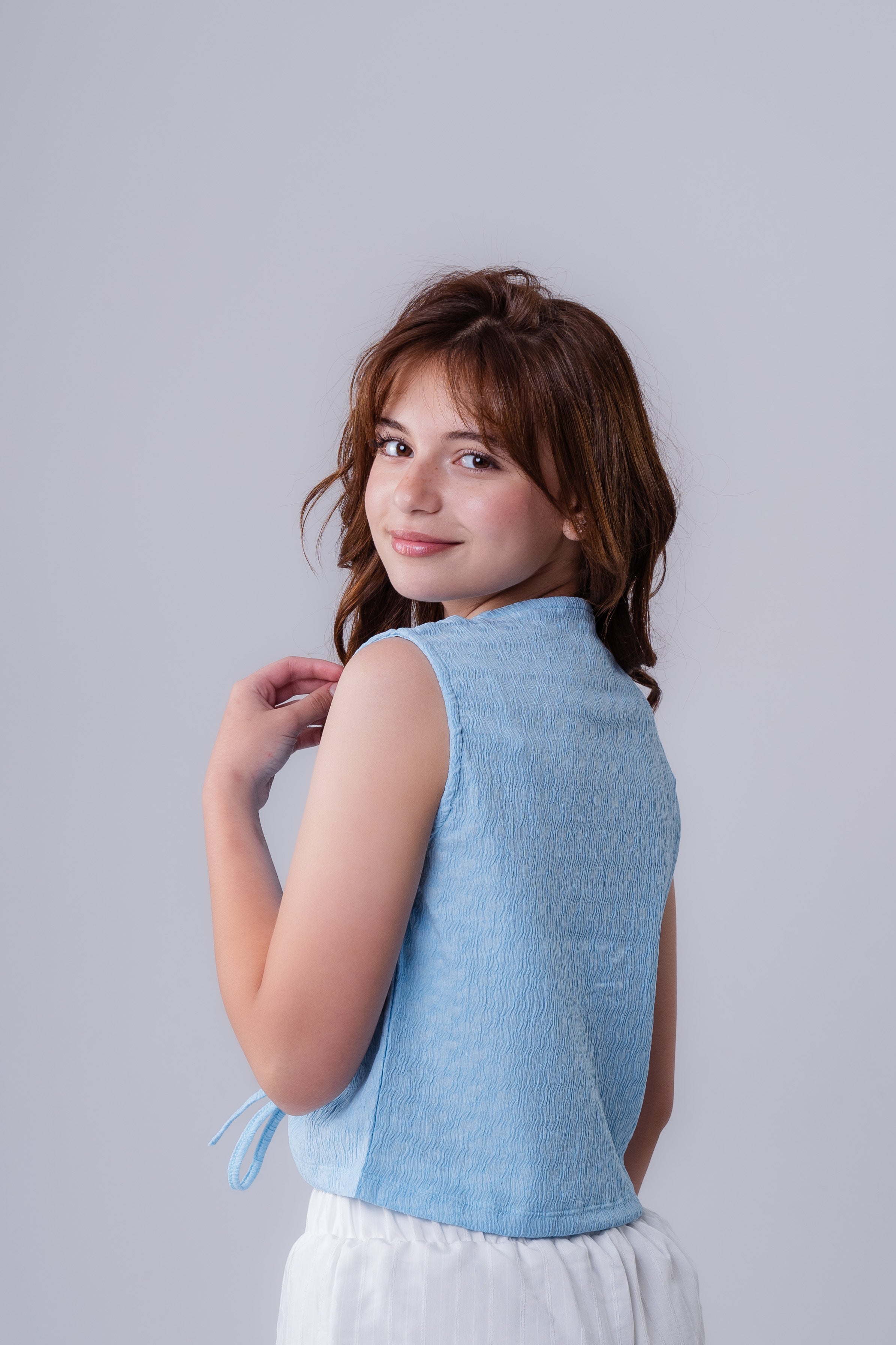 Girls’ Ruched Front Sleeveless Top