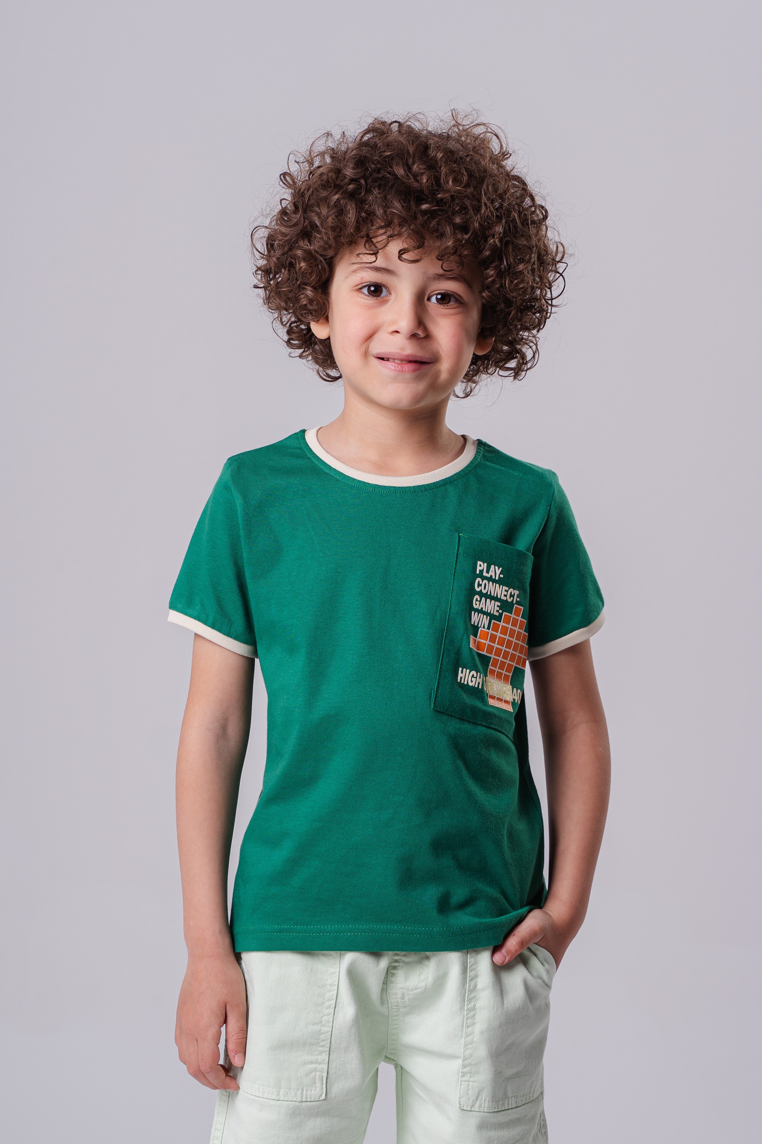 Boys Round Neck Printed T-shirt with pockets