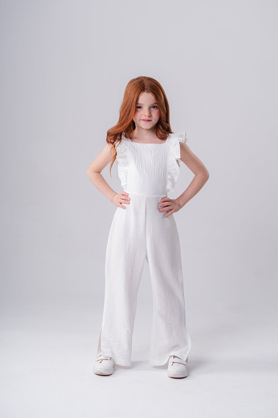 Girls Ruffle Square Neck Jumpsuit