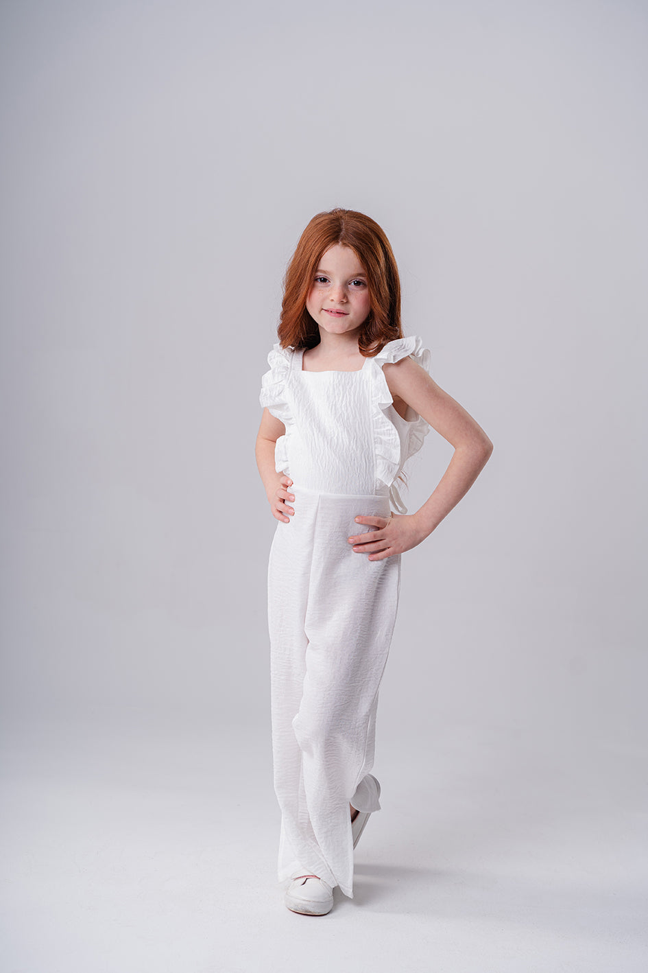 Girls Ruffle Square Neck Jumpsuit