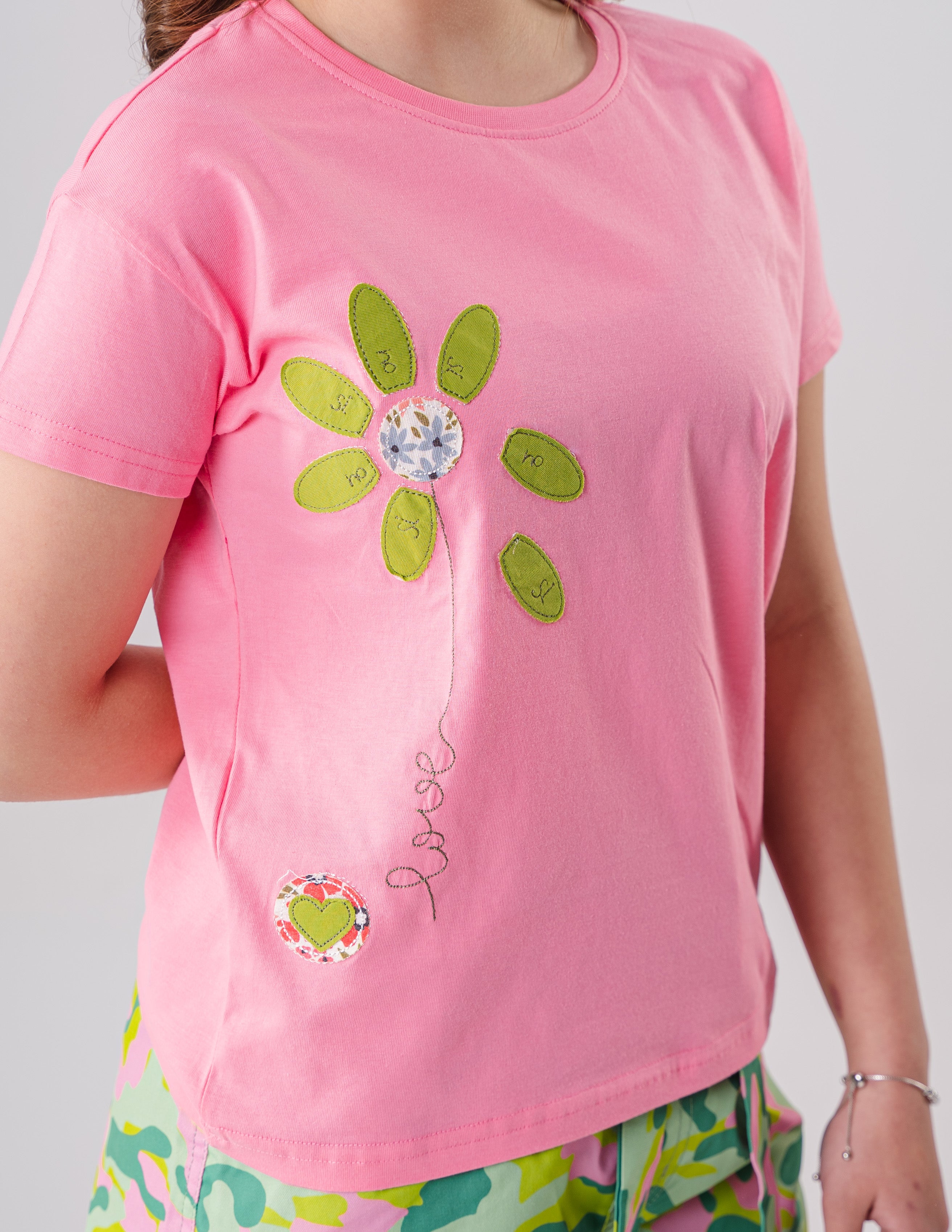 Girls Floral Embroidered Tee