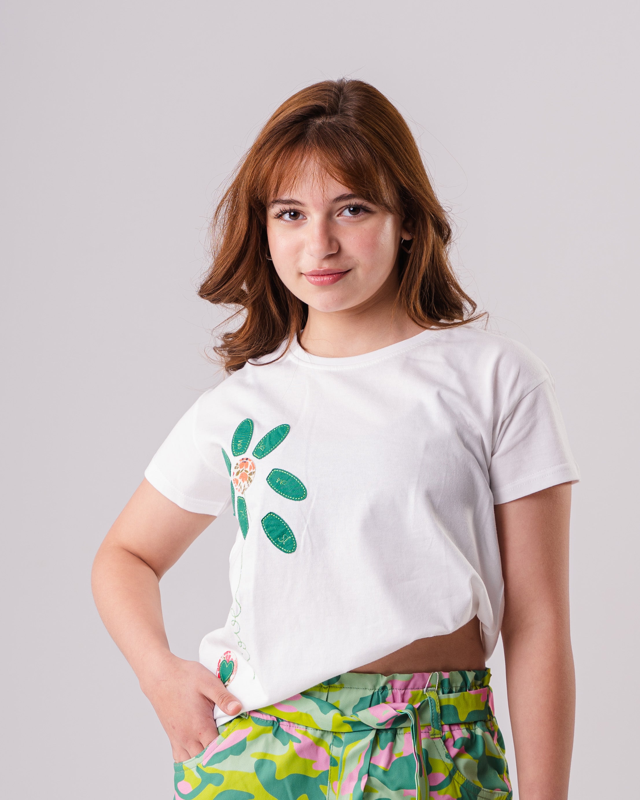 Girls Floral Embroidered Tee