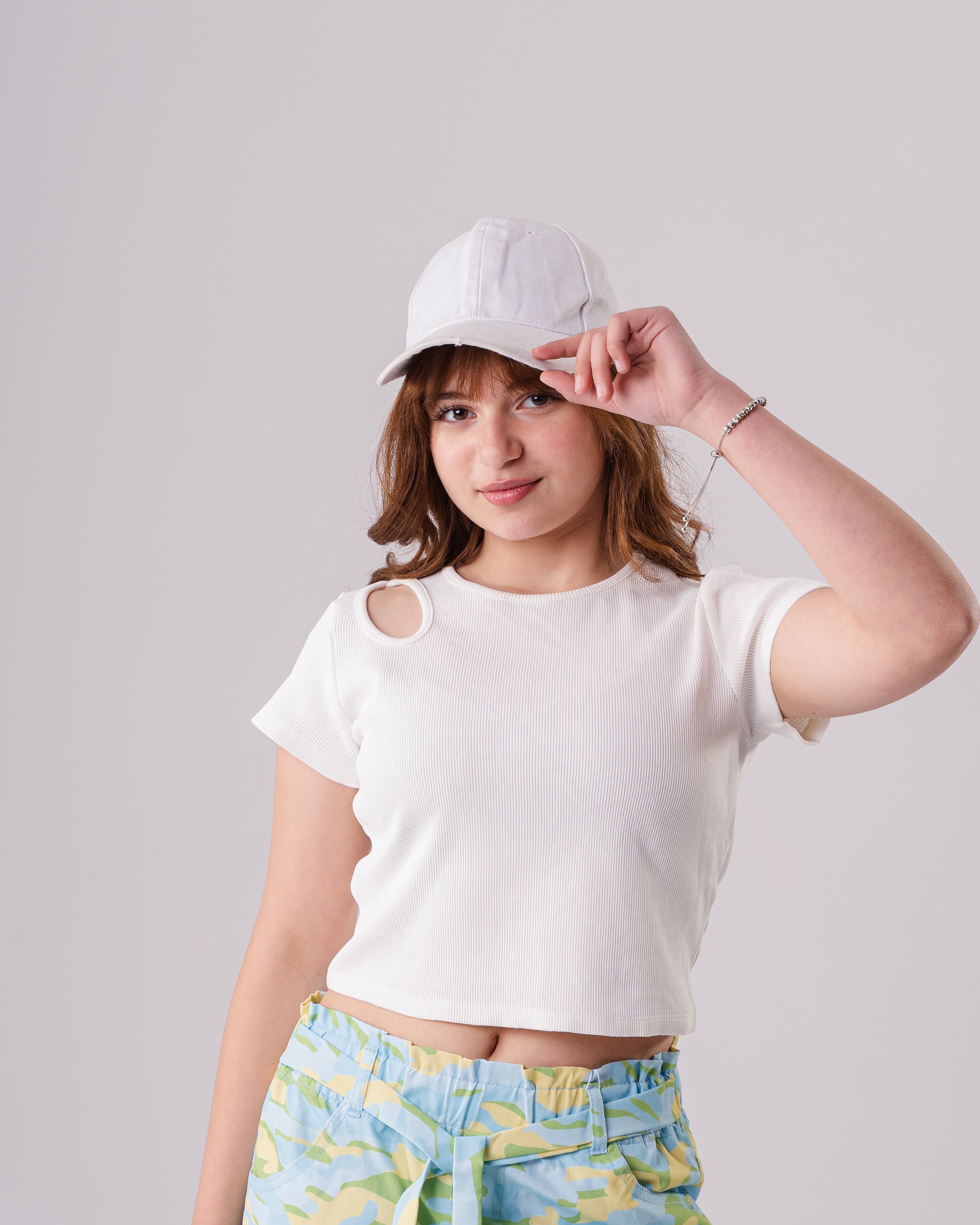 Girls Cropped Cut-Out T-Shirt