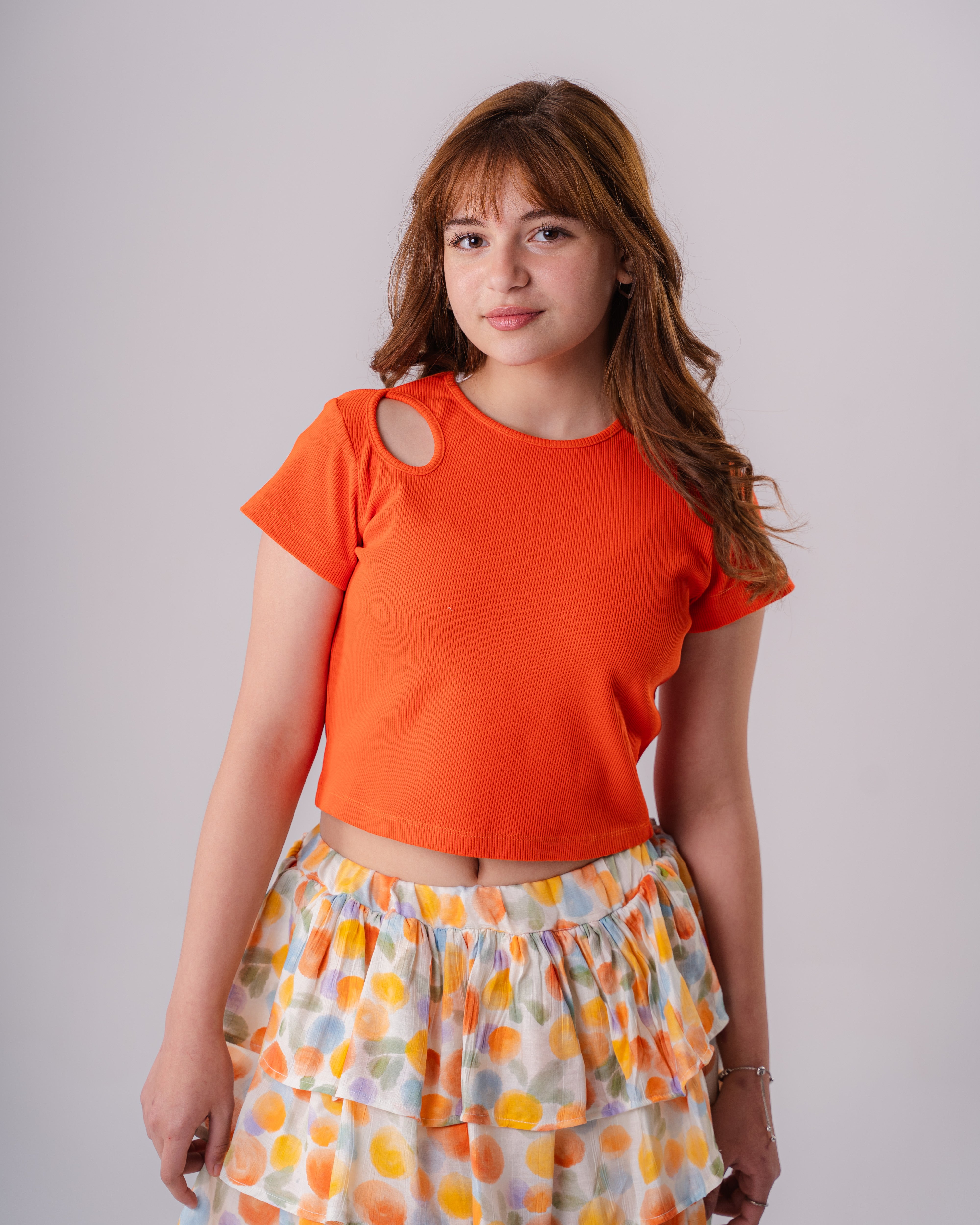 Girls Cropped Cut-Out T-Shirt