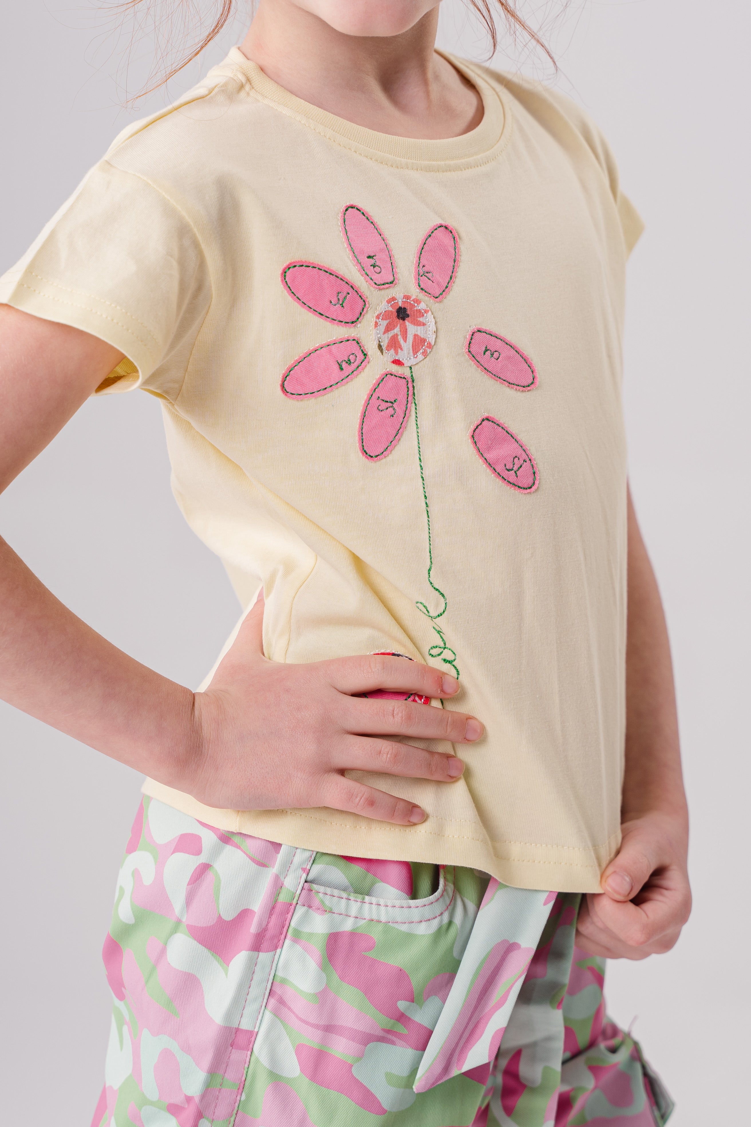 Girls Floral Embroidered Tee