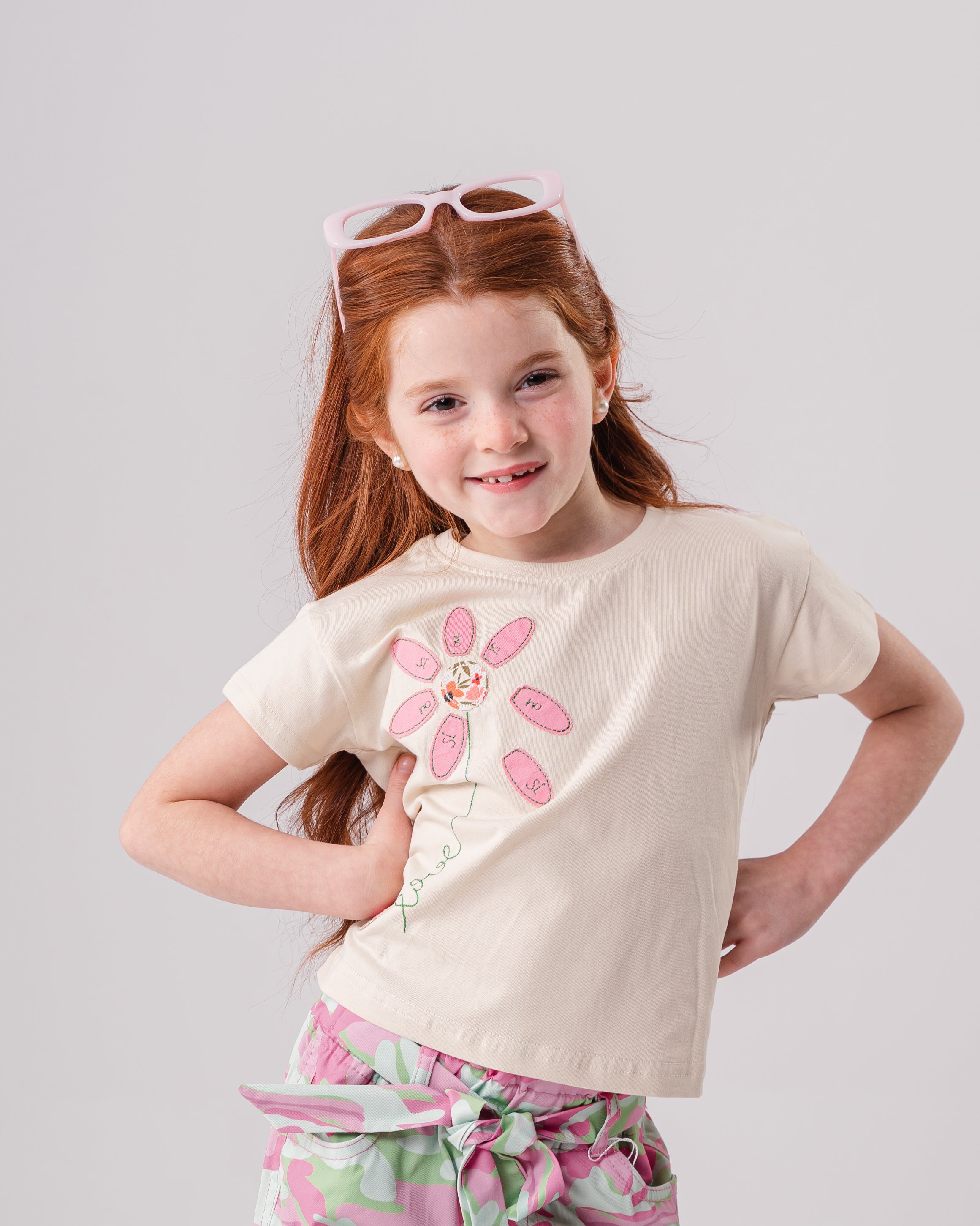 Girls Floral Embroidered Tee