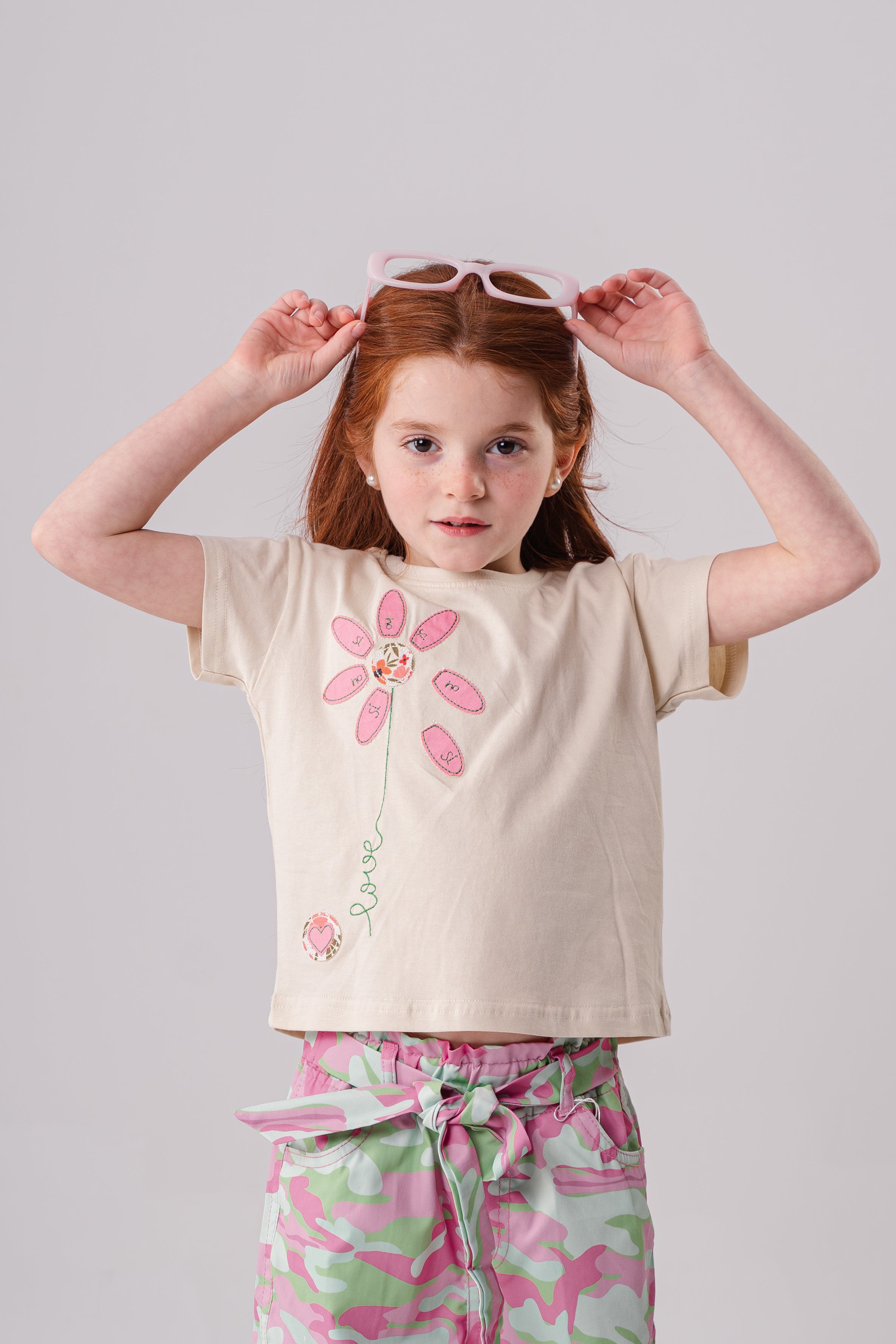 Girls Floral Embroidered Tee
