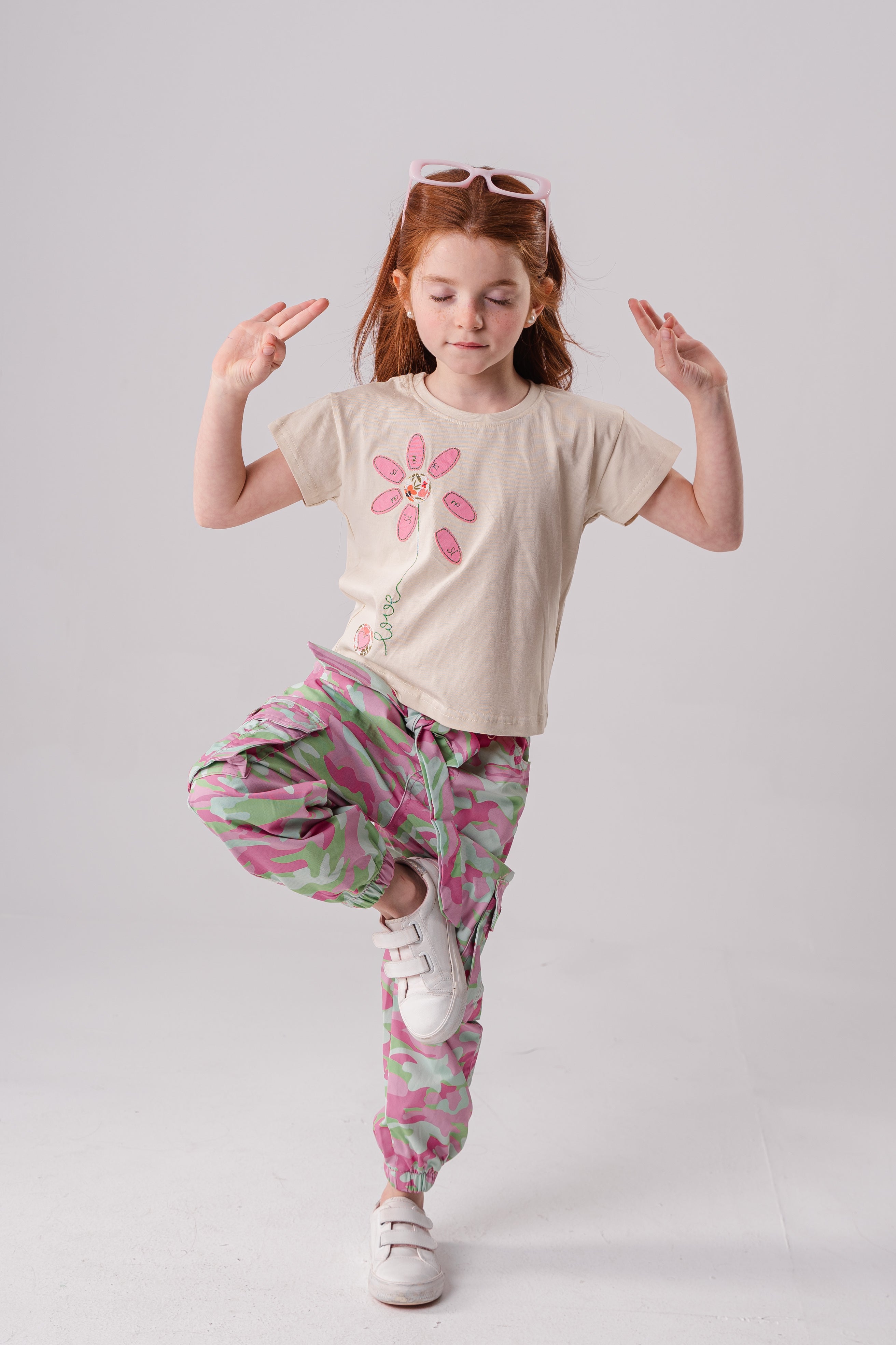 Girls Floral Embroidered Tee