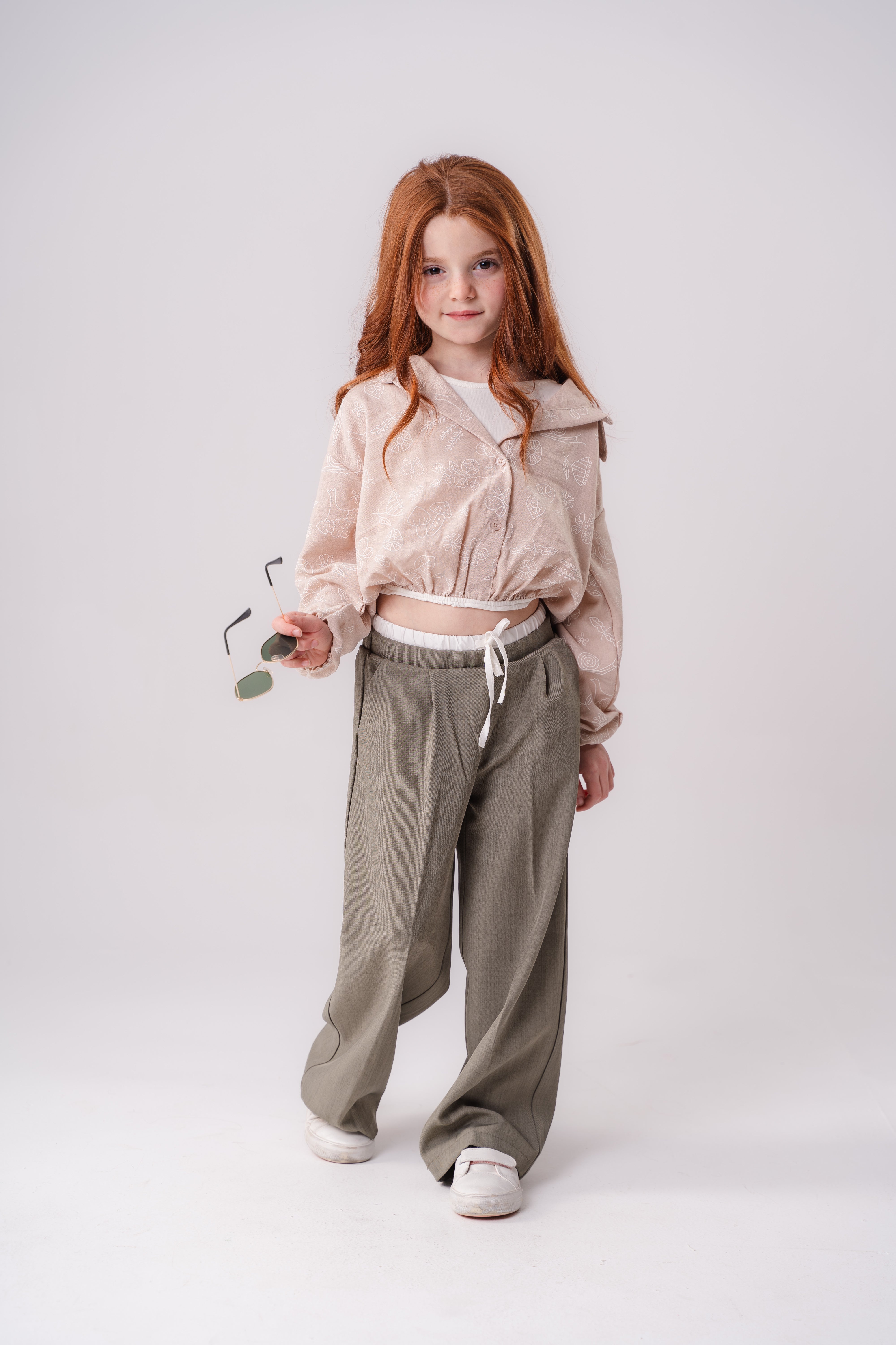 Girl Long Sleeve Printed Blouse